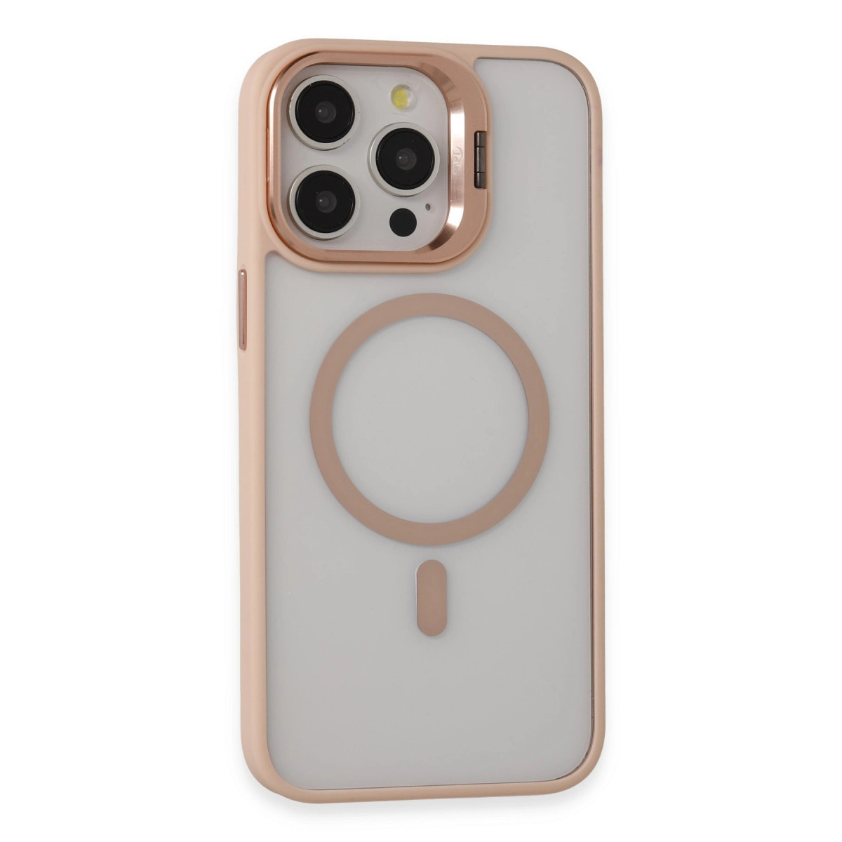 NEWFACE iPhone 15 Pro Max Uyumlu Roblox Lens Magsafe Standlı Telefon Kılıfı Pudra