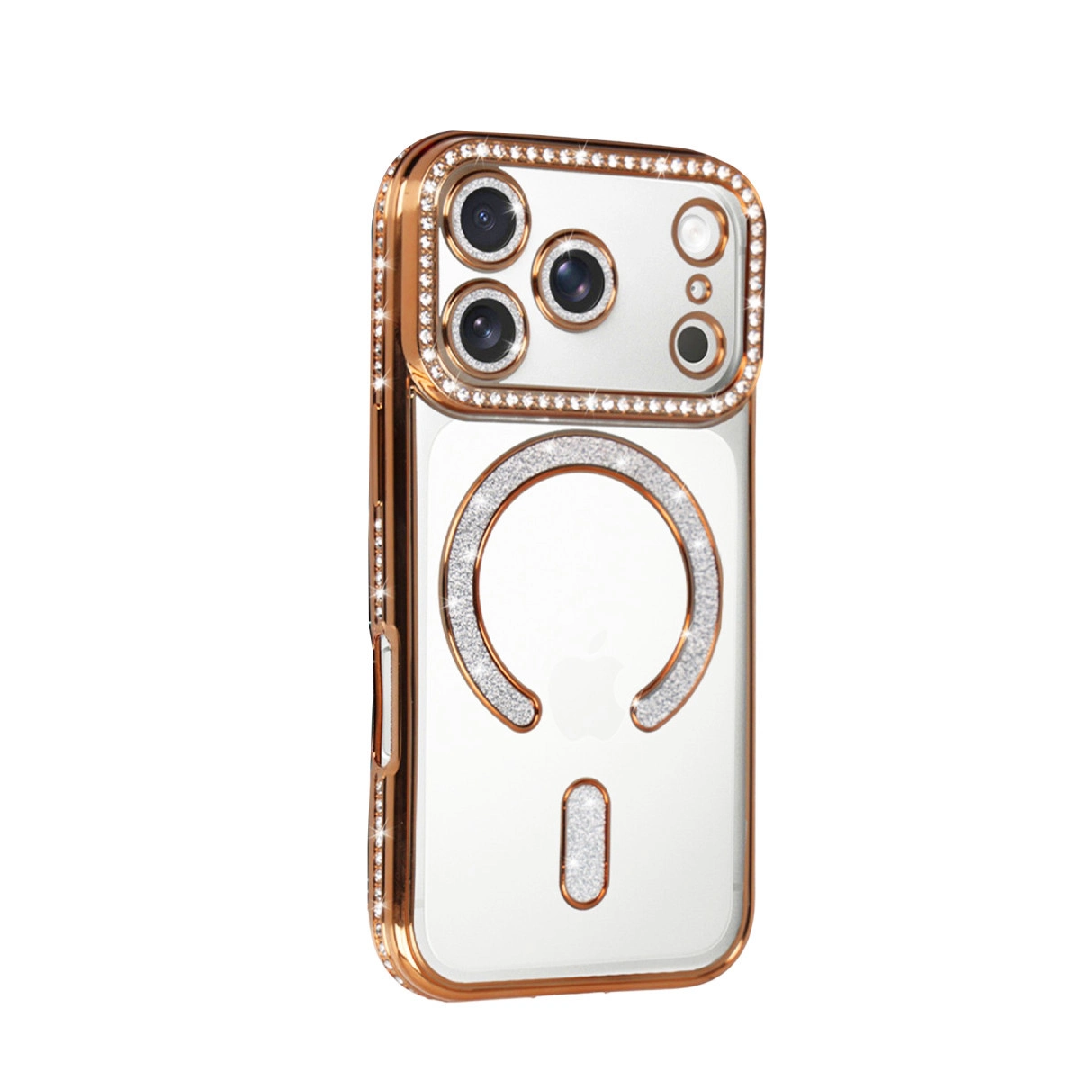 NEWFACE iPhone 17 Pro Max Uyumlu Joke Simli Magneticsafe Kılıf Telefon Kılıfı Turuncu