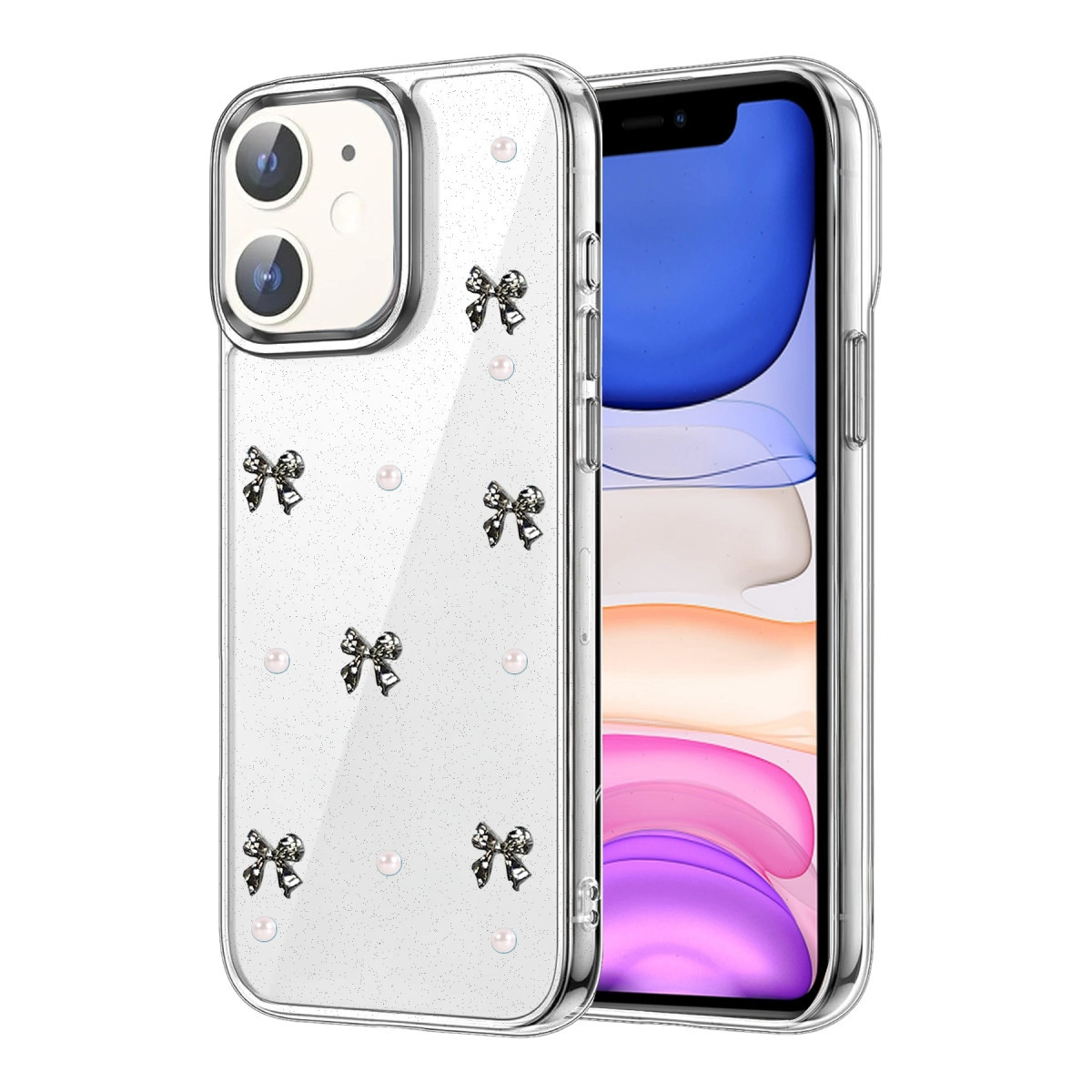 NEWFACE iPhone 12 Uyumlu Fiyonk Desenli Telefon Kılıfı Çok renkli