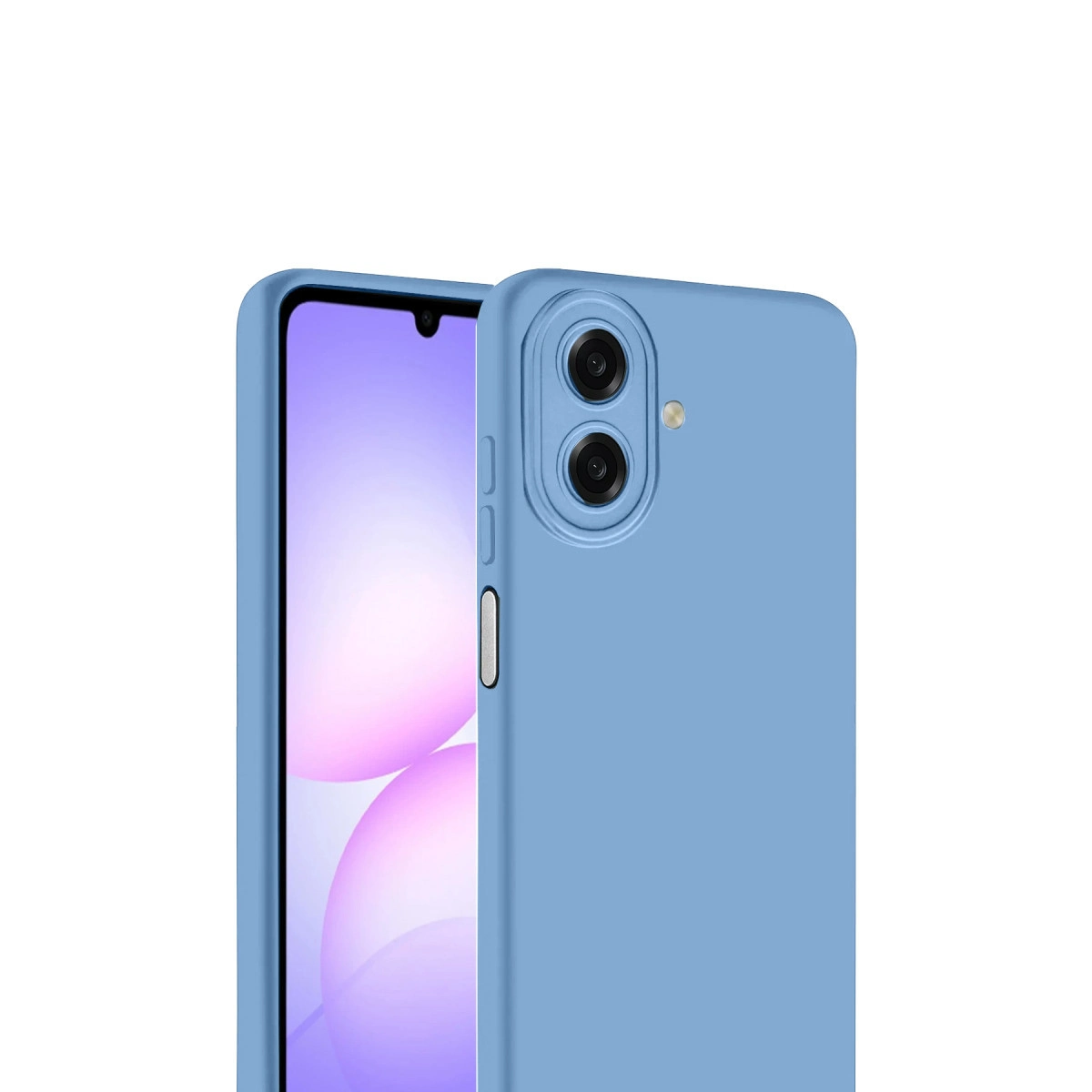 İki kameralı ve parlak ekranlı mavi bir akıllı telefon.