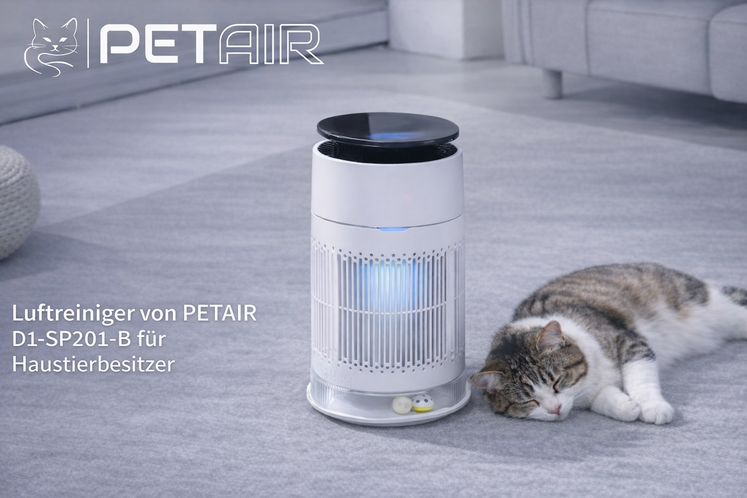 PETAIR Purificateur d'air pour propriétaires d'animaux domestiques D1-SP201-B Purificateur Blanc (55 W)
