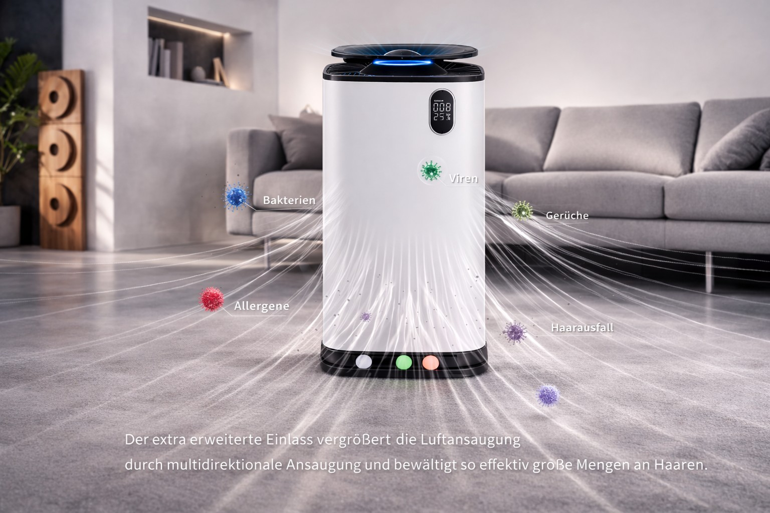 Un purificateur d'air aspire virus, bactéries, allergènes, odeurs et poils.