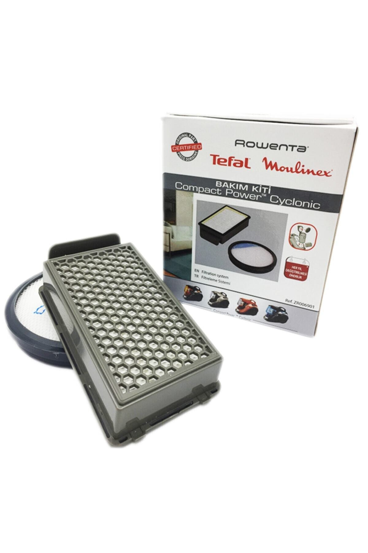 Rowenta Tefal Moulinex elektrik süpürgesi filtre kiti. Gri.