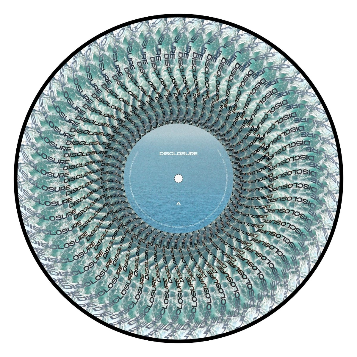 Disco con motivo circolare di onde e logo "Disclosure".