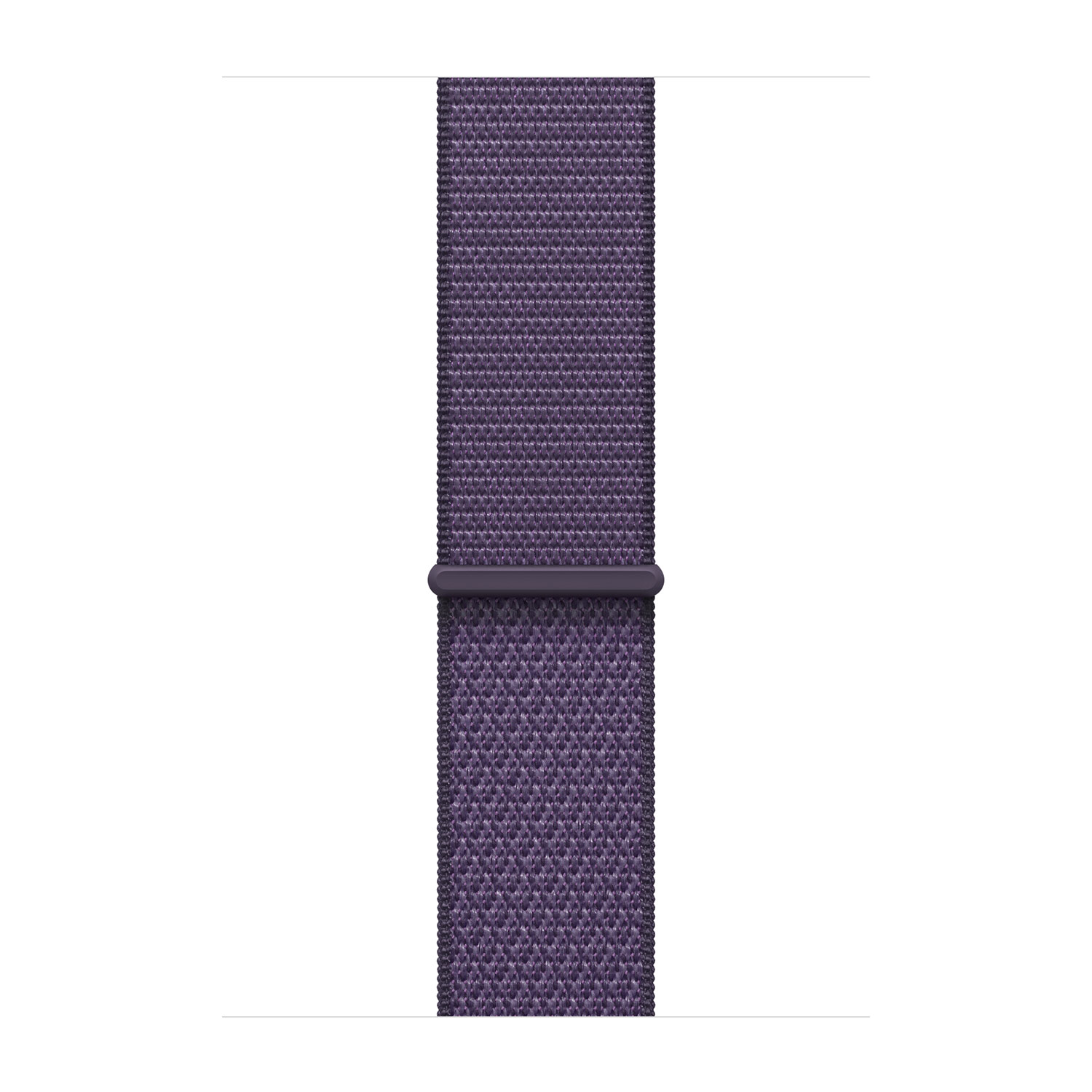 Un bracelet de montre tissé violet avec une boucle violette plus foncée.