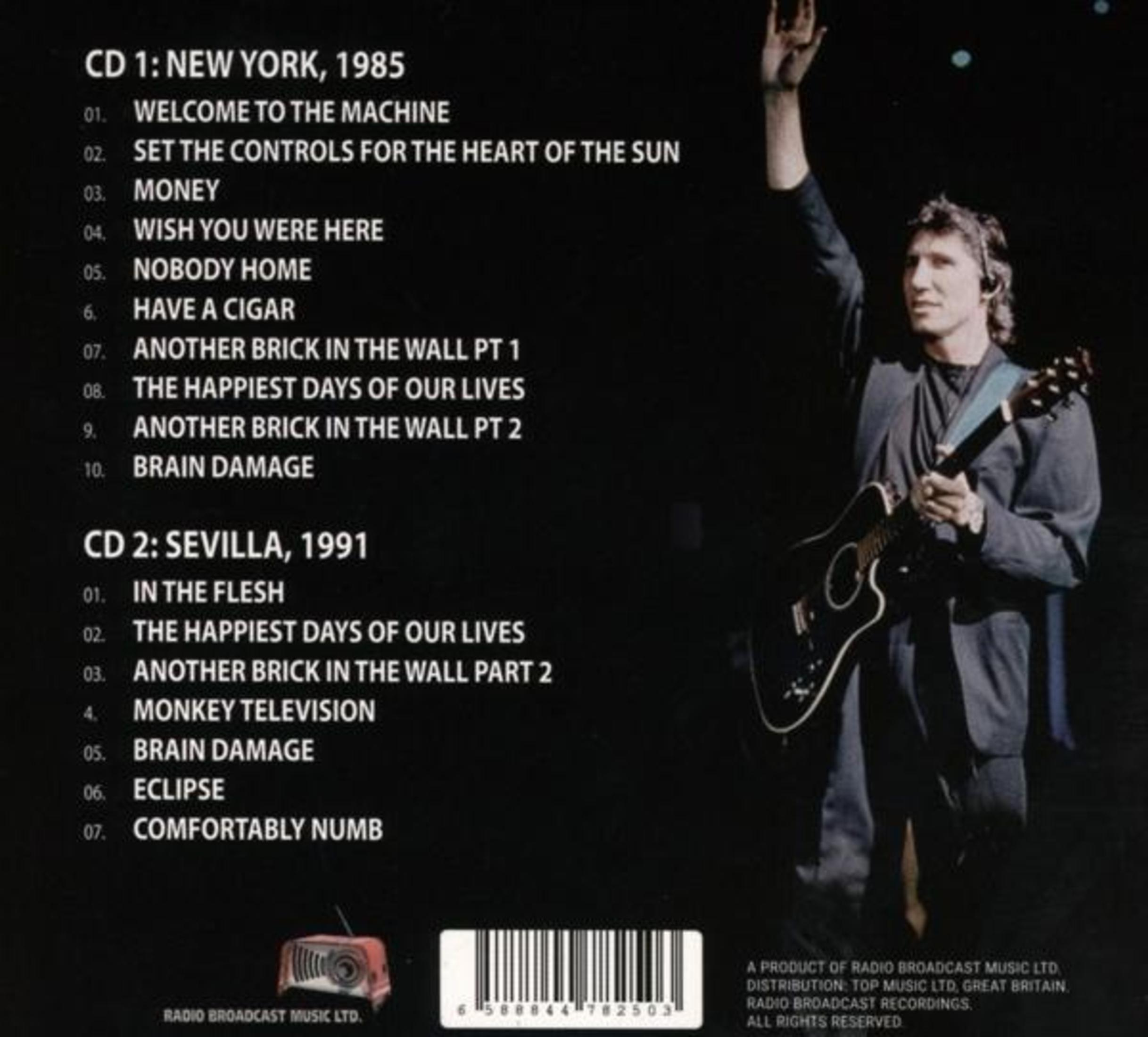 Un uomo suona la chitarra, accanto è mostrata la tracklist di due CD.