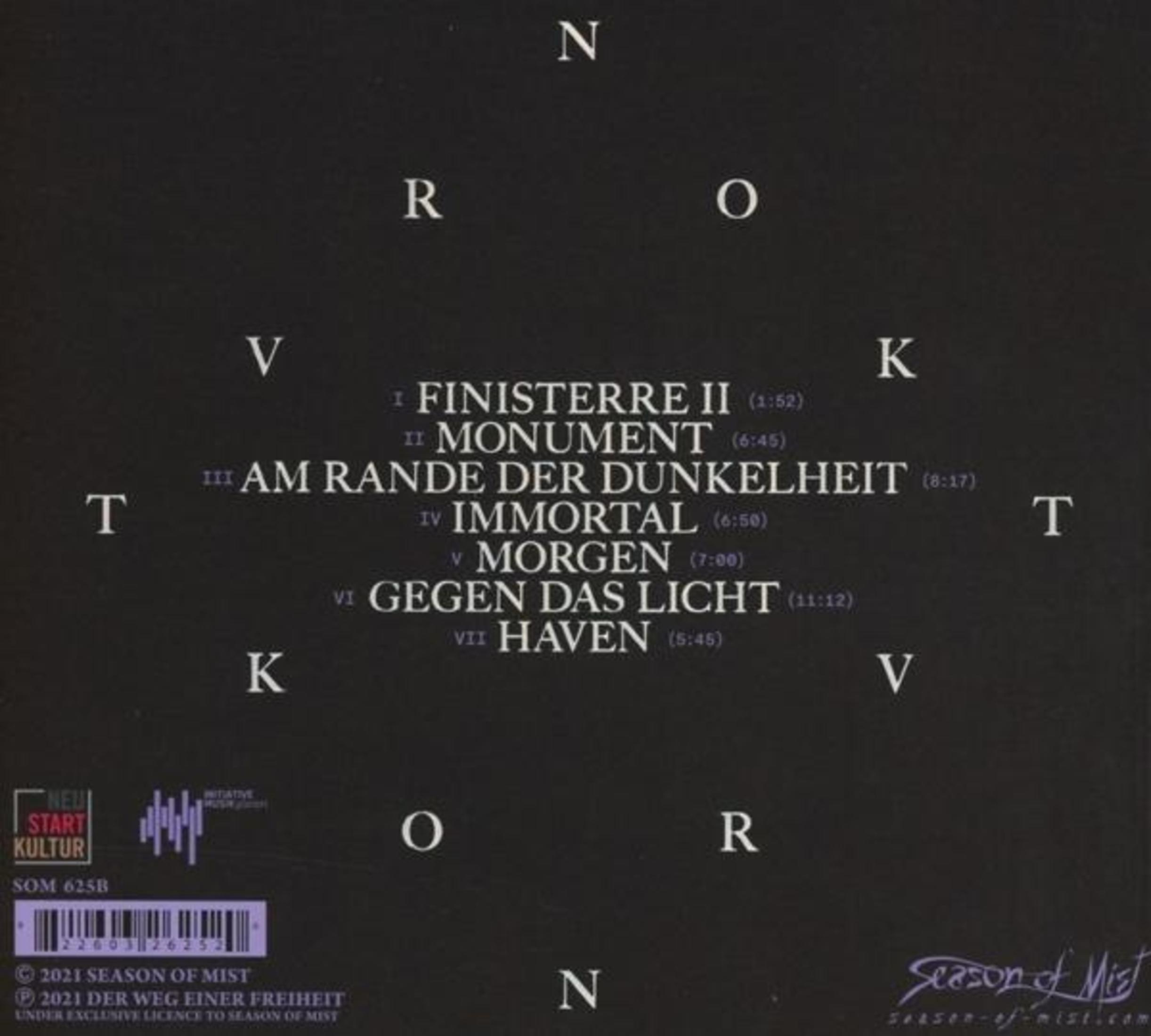 Zwarte achtergrond met witte tekst die songtitels en een barcode weergeeft.