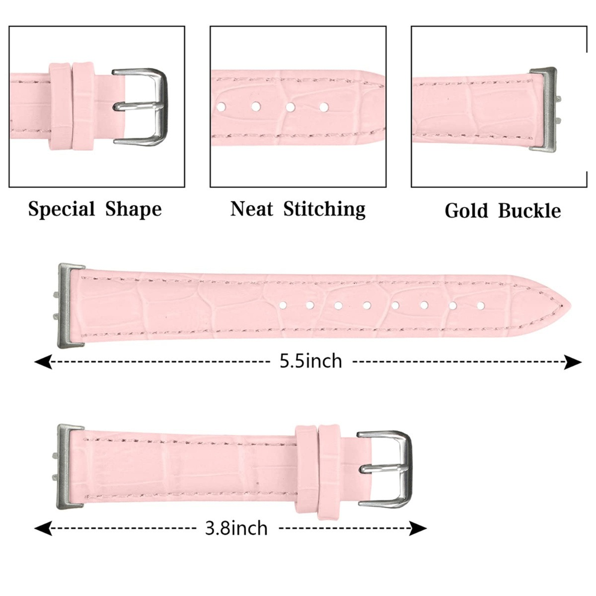 Zwei rosa Uhrenarmbänder, eines 5,5 Zoll, eines 3,8 Zoll lang.