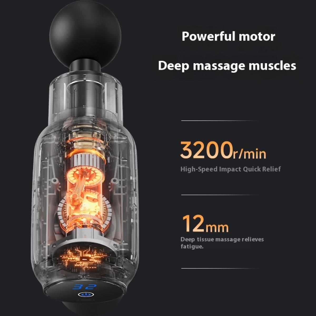 Transparenter Massagegriff mit beleuchtetem Motor. 3200 U/min, 12 mm Hub.