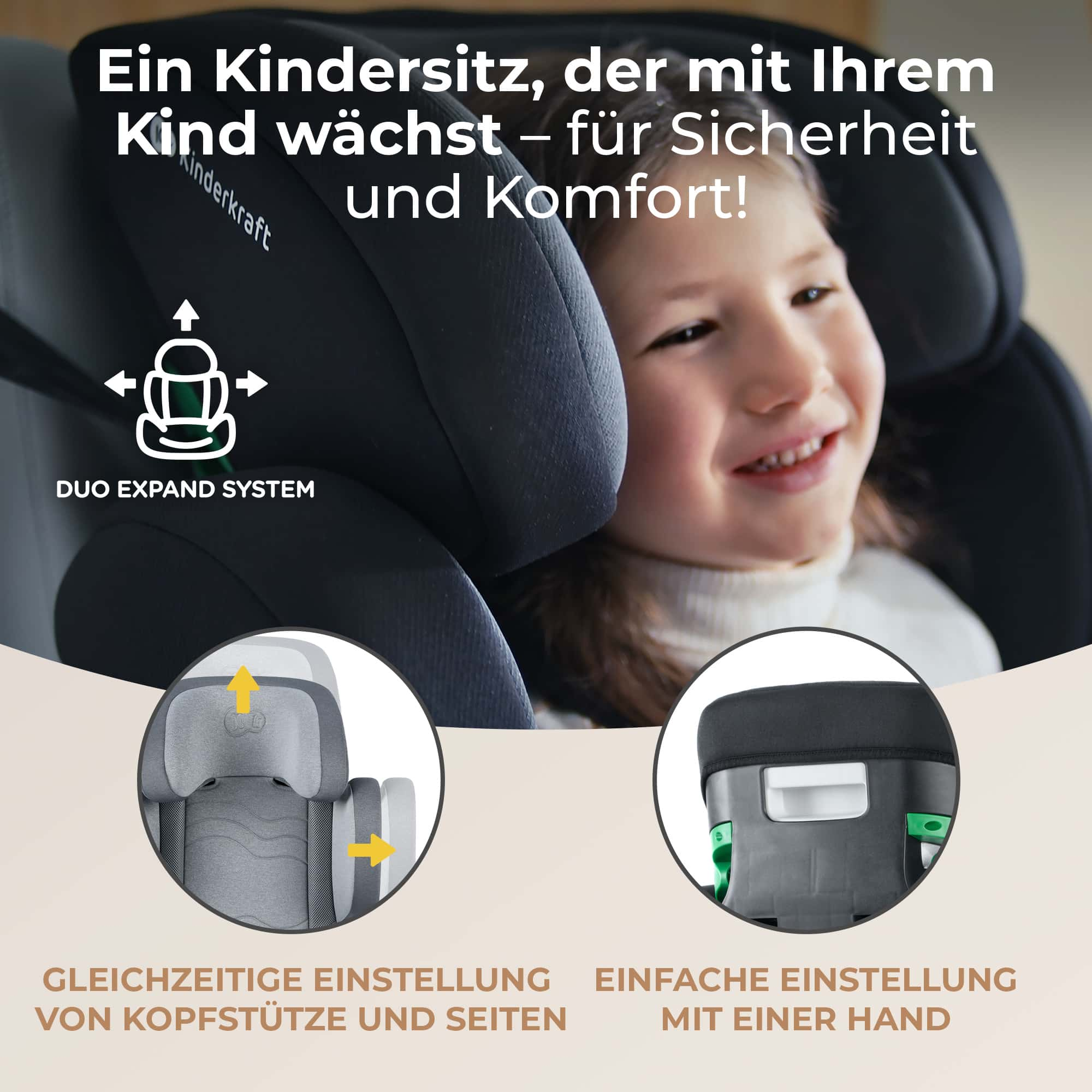 Un asiento infantil que crece con su hijo – ¡para seguridad y confort!