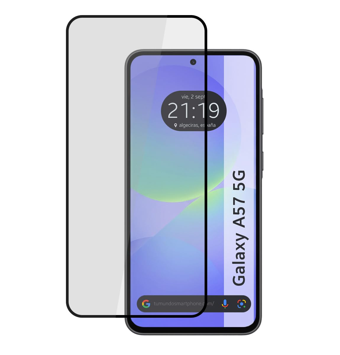 Un protector de pantalla de smartphone se coloca sobre un smartphone mostrando su pantalla de bloqueo.