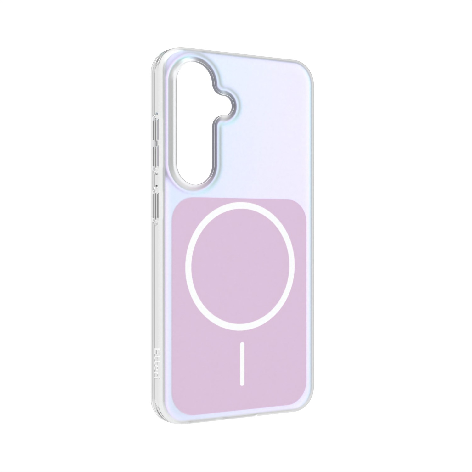 Custodia trasparente per telefono con cerchio e linea MagSafe rosa/viola.