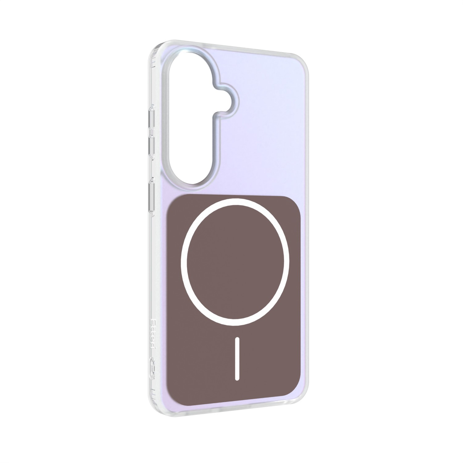 Custodia trasparente per telefono con disegno cerchio e linea.