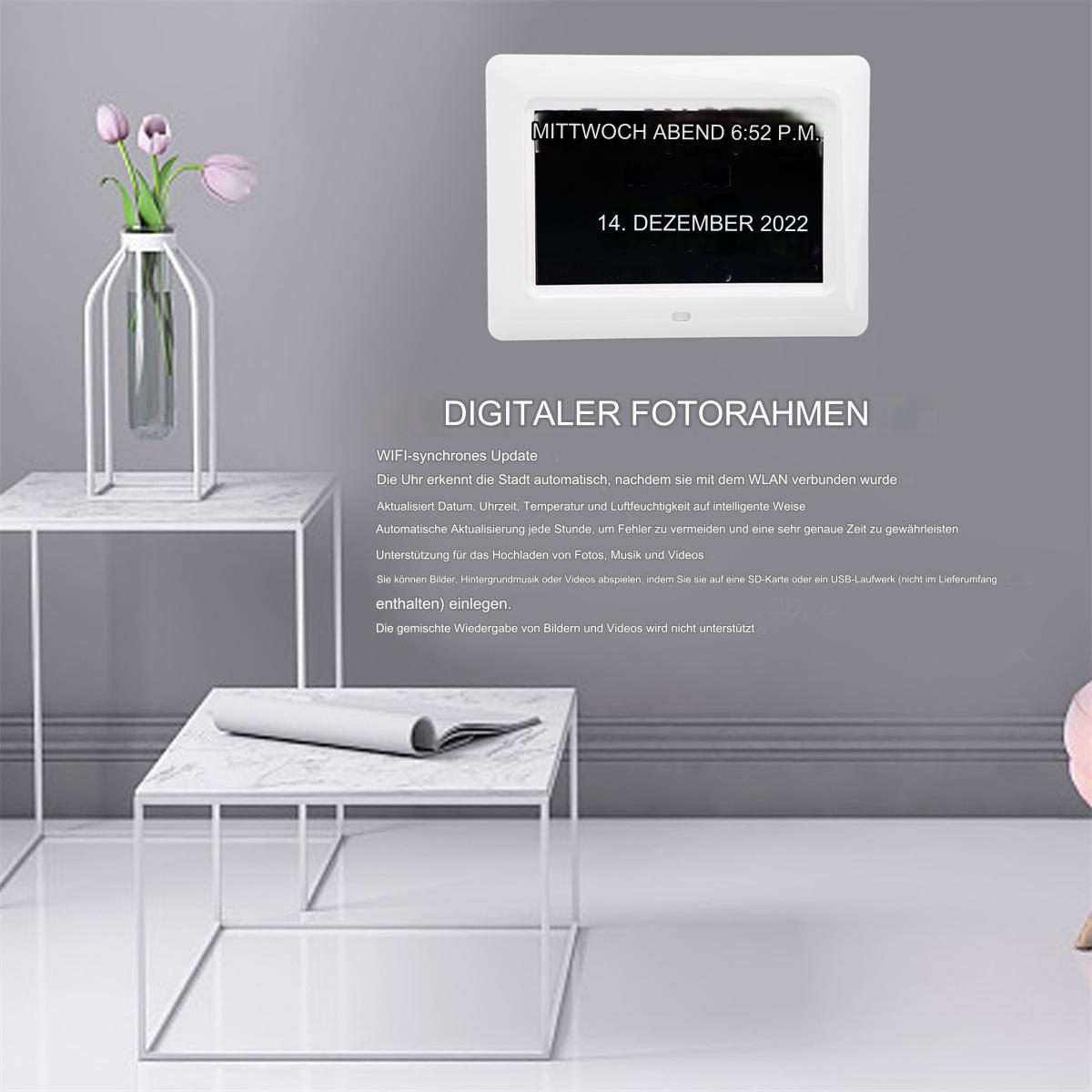 Digitaler Fotorahmen zeigt Mittwoch Abend 6:52 Uhr, 14. Dezember 2022.