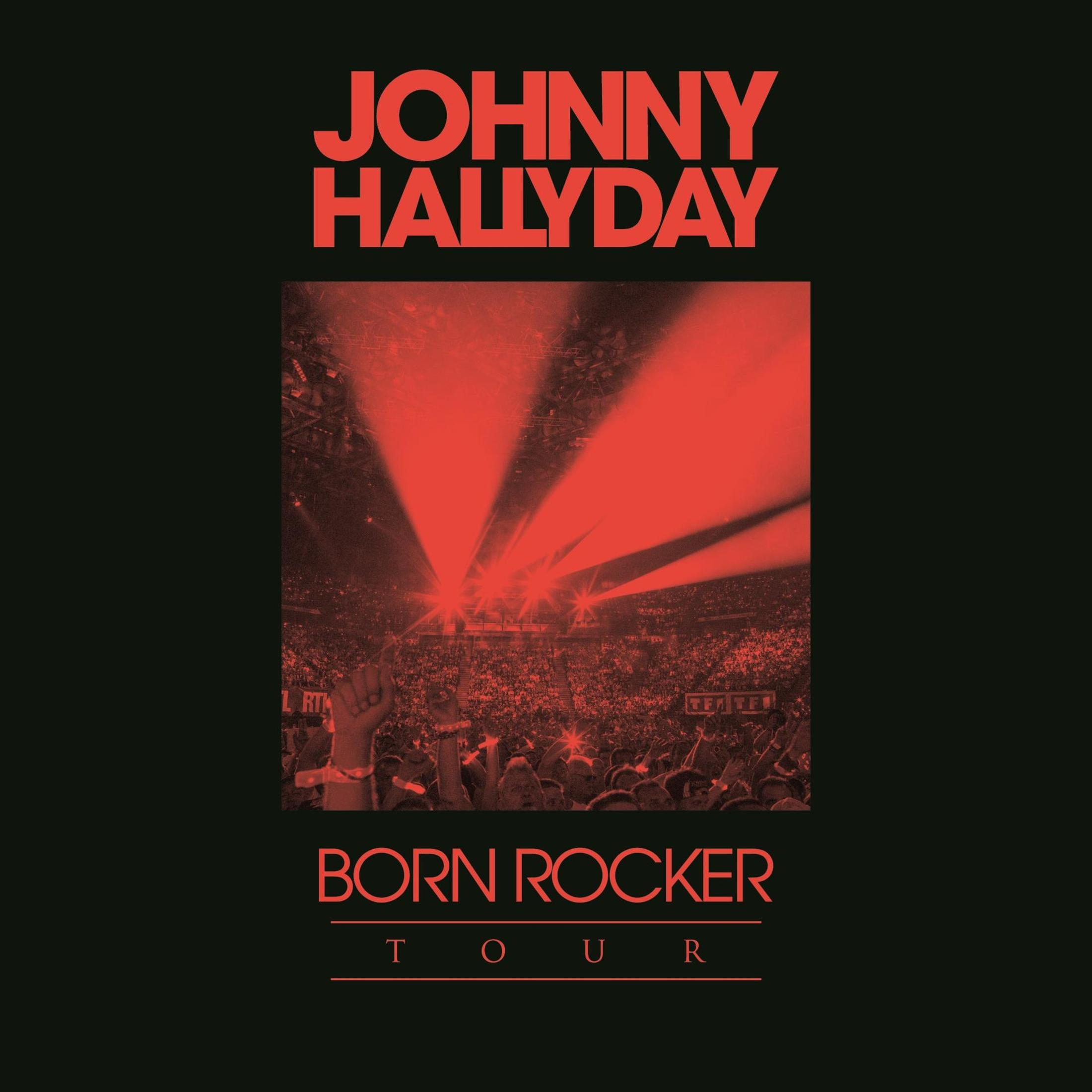 Johnny Hallyday Born Rocker Tour: Concert met rode lichten en juichende menigte.