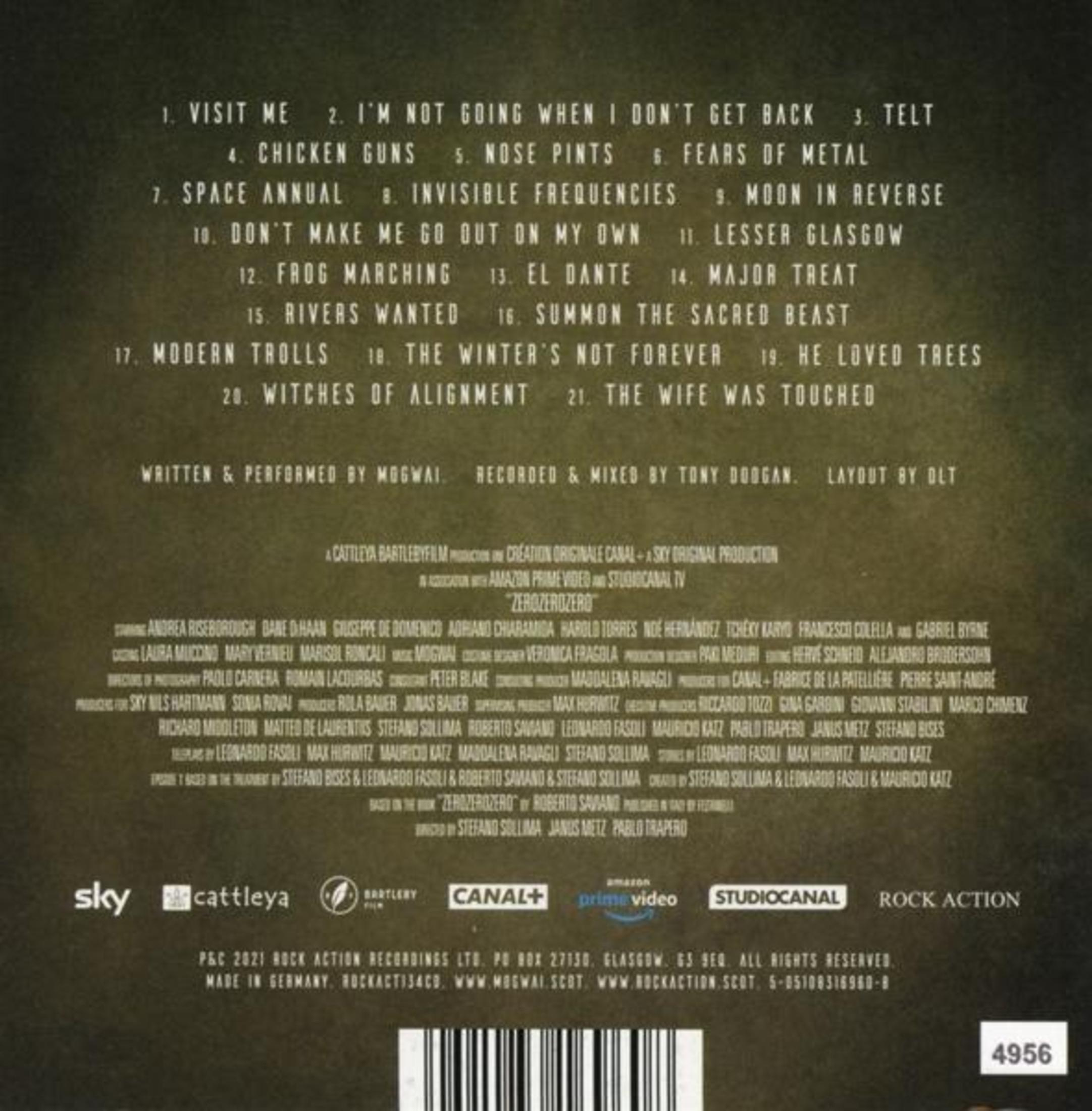 Elenco tracce album con titoli come 'Visit Me', 'Chicken Guns' e 'ZeroZeroZero'.
