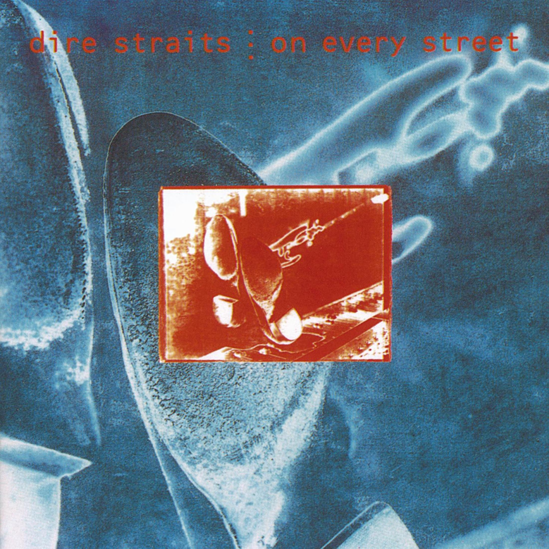 Rosso su sfondo blu, copertina album Dire Straits.