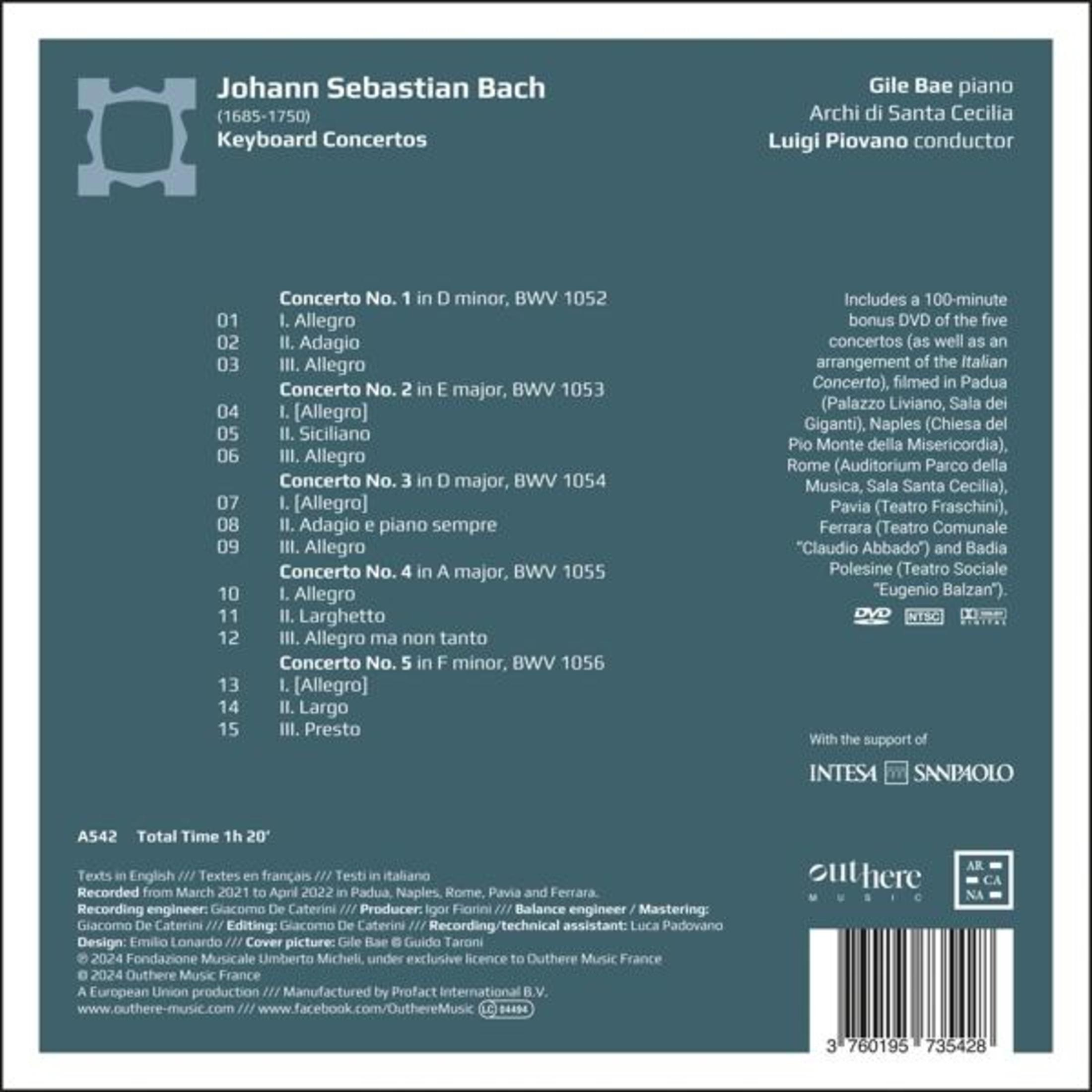 Albumhoes voor de concerten van J.S. Bach, uitgevoerd door Gile Bae.