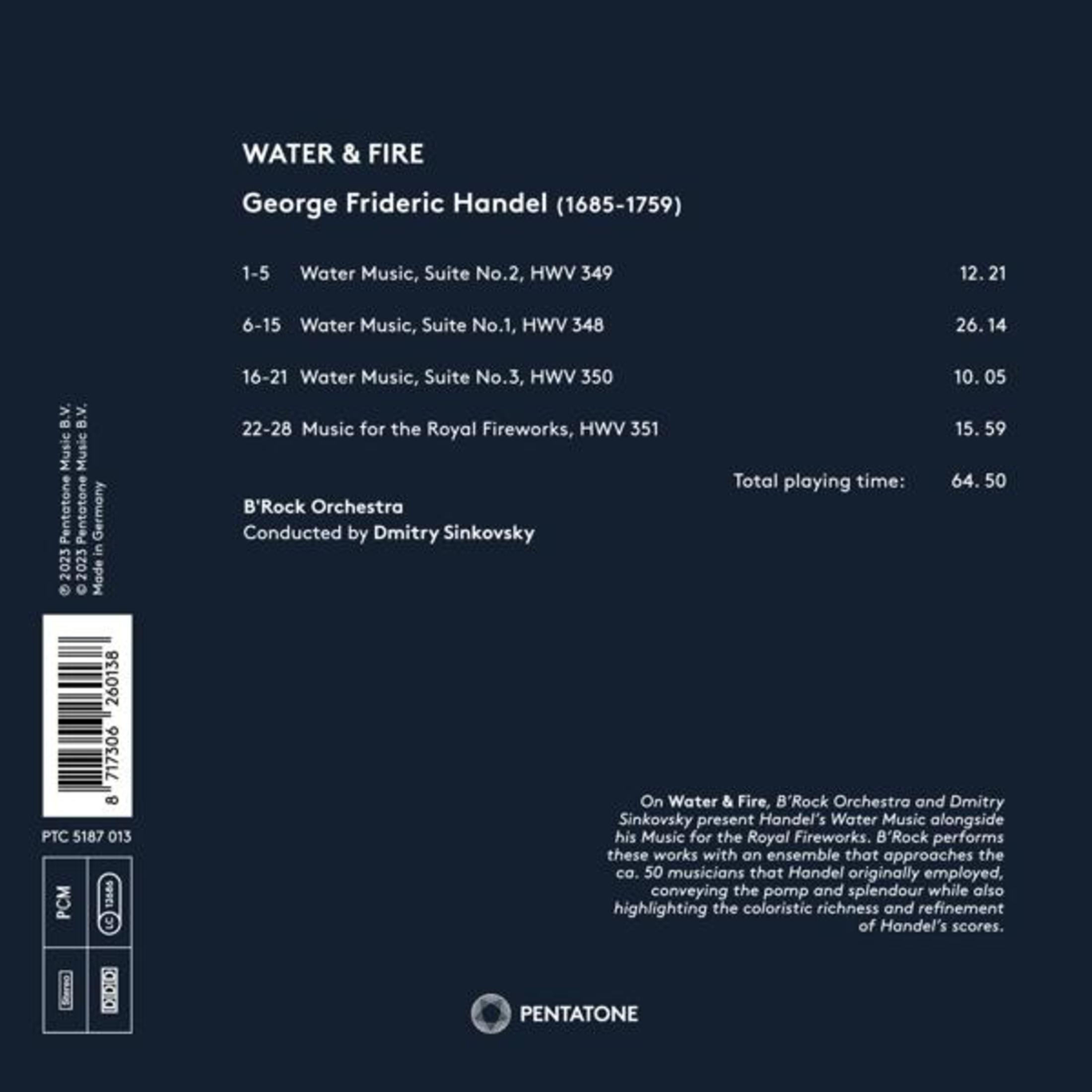 Copertina CD: Handel "Acqua e Fuoco", opere con B'Rock Orchestra.