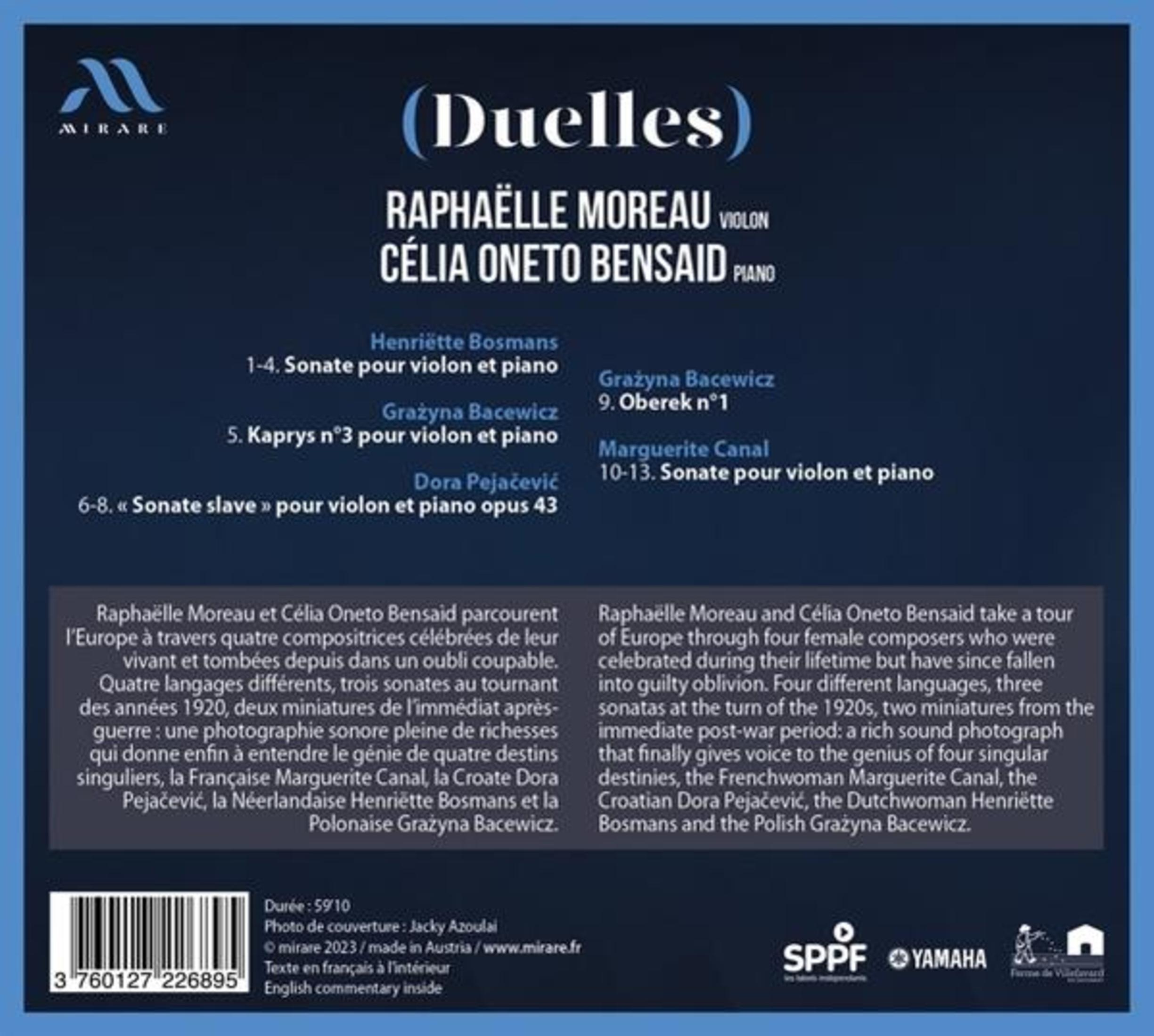 Copertina album con nomi e brani musicali per Raphaëlle Moreau e Célia Oneto Bensaid.