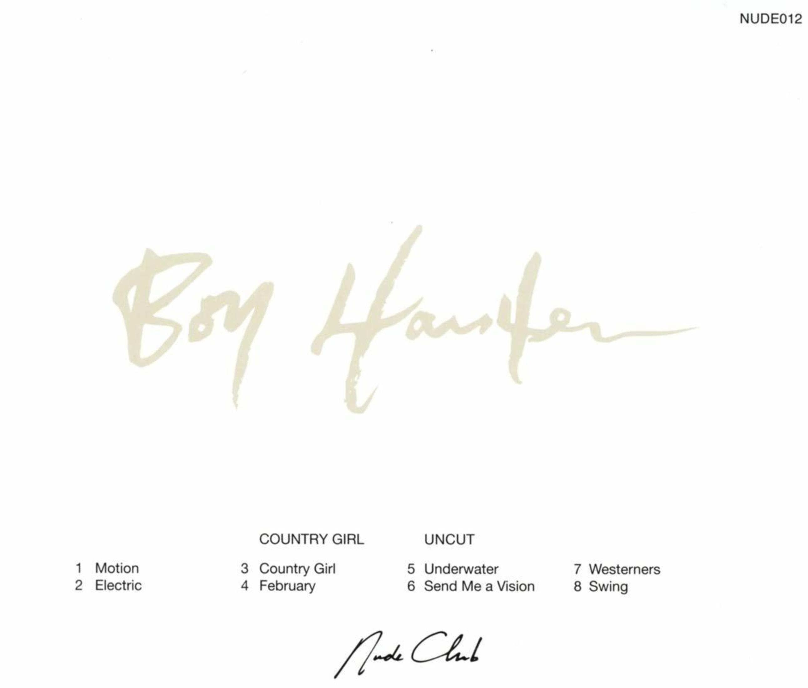 Copertina album con firma e tracklist. NUDE012.