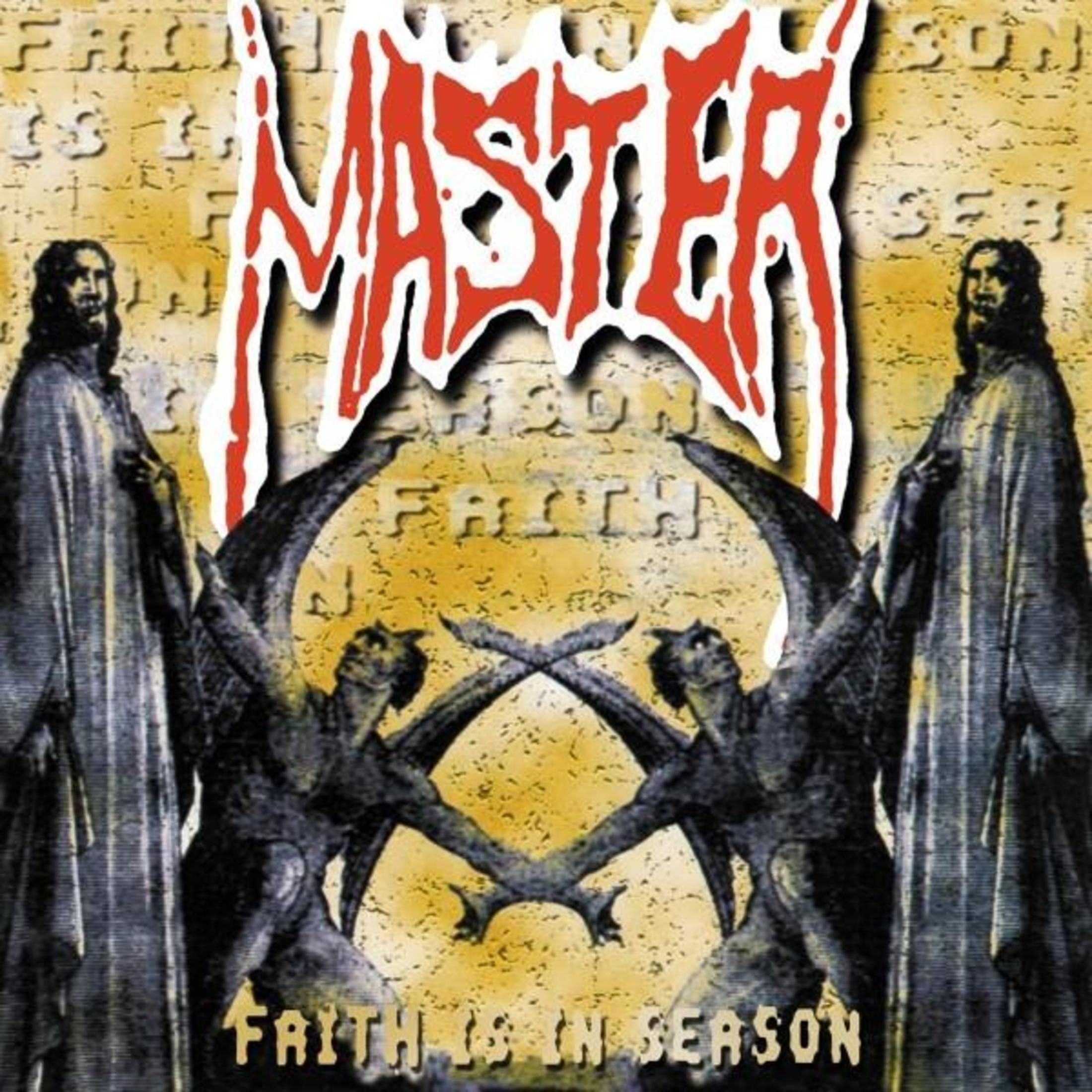 Copertina album: Logo della band "Master" con figure di angeli demoniaci e Gesù.