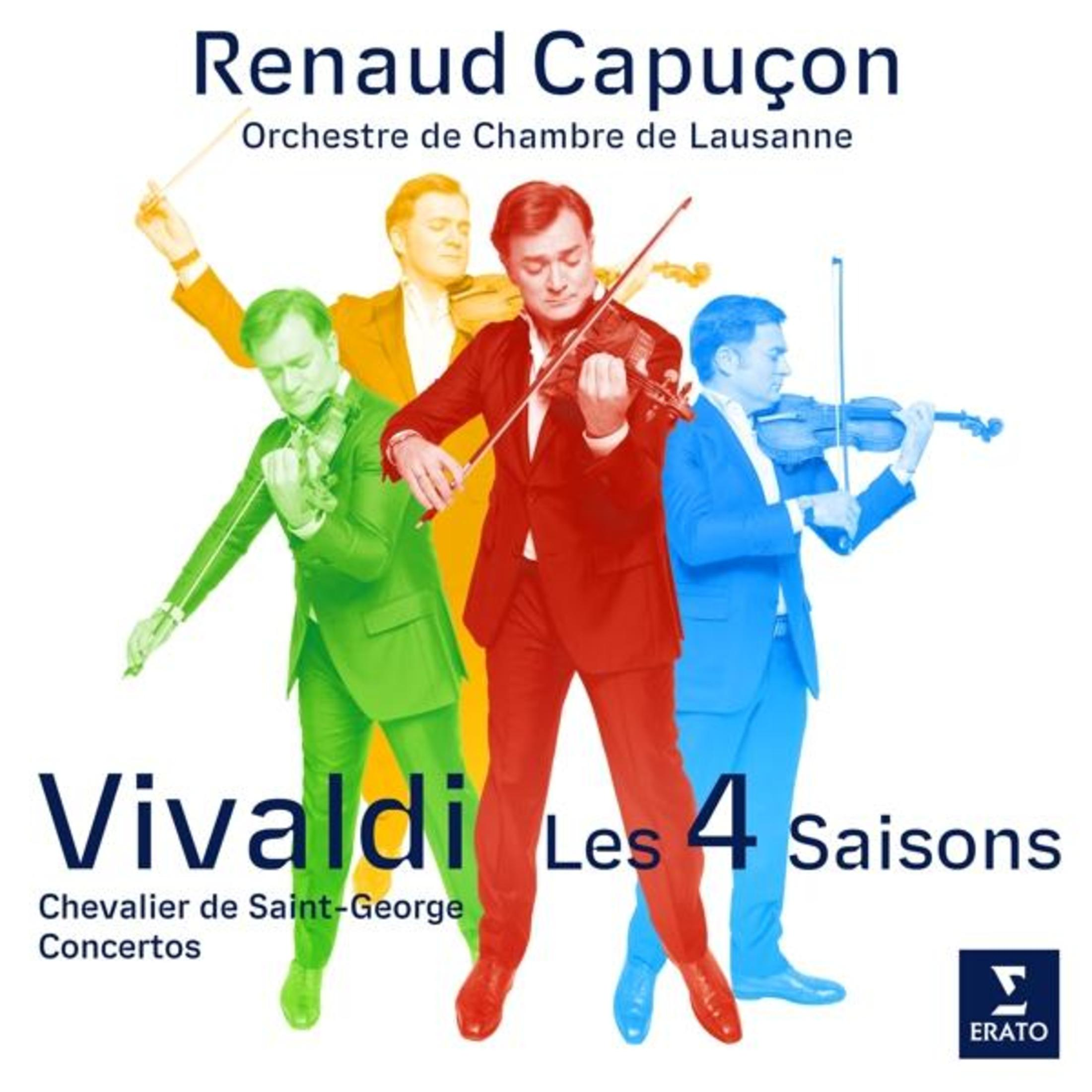 Quattro violinisti in abiti colorati suonano Le Quattro Stagioni.
