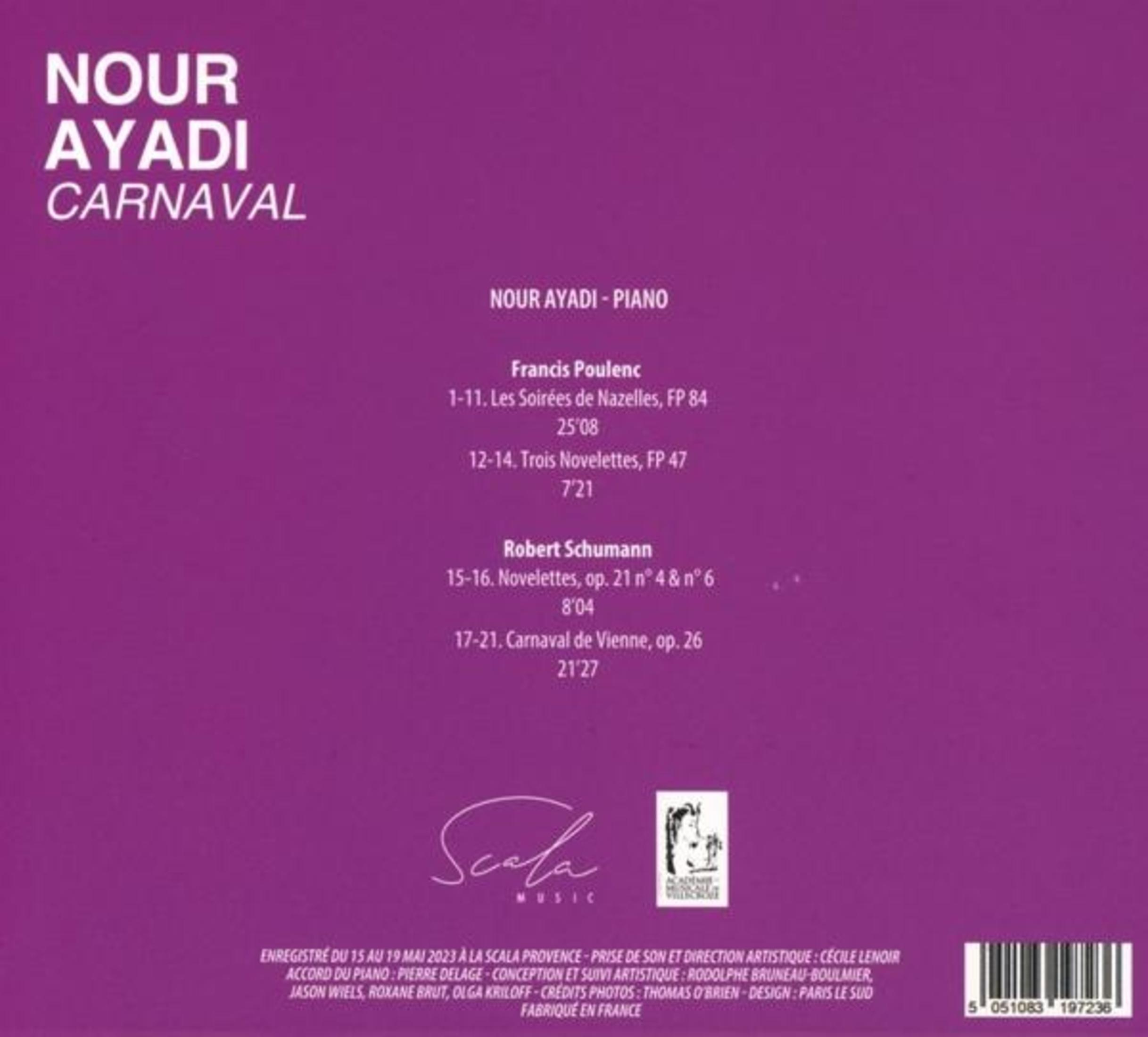 Copertina dell'album con titolo, pianista e brani musicali di Poulenc e Schumann.