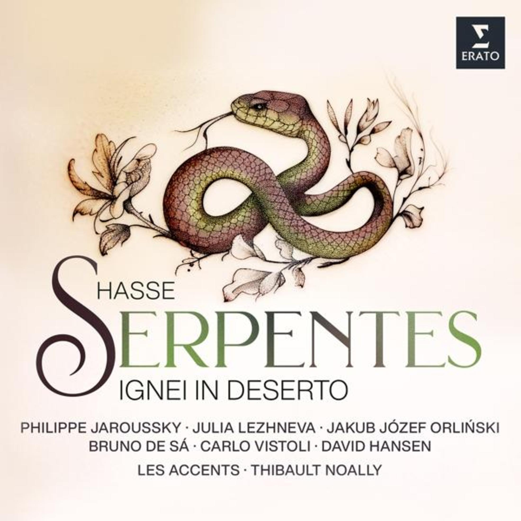 Un serpente stilizzato si avvolge attorno a piante. "SERPENTES" è scritto in grande.