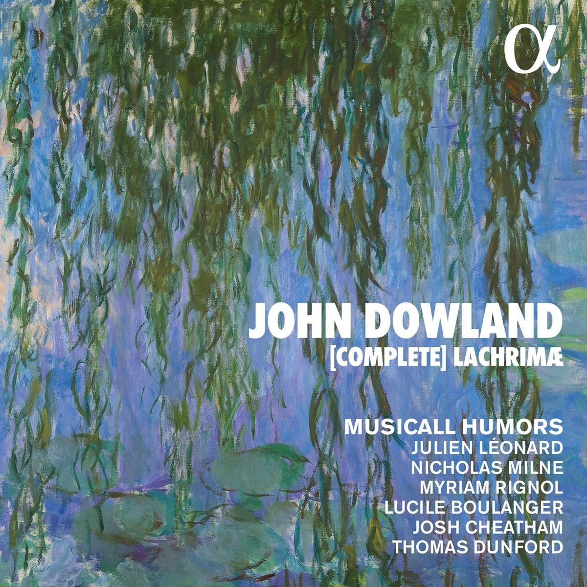 Copertina album: John Dowland, [Complete] Lachrimae, con nomi artisti.