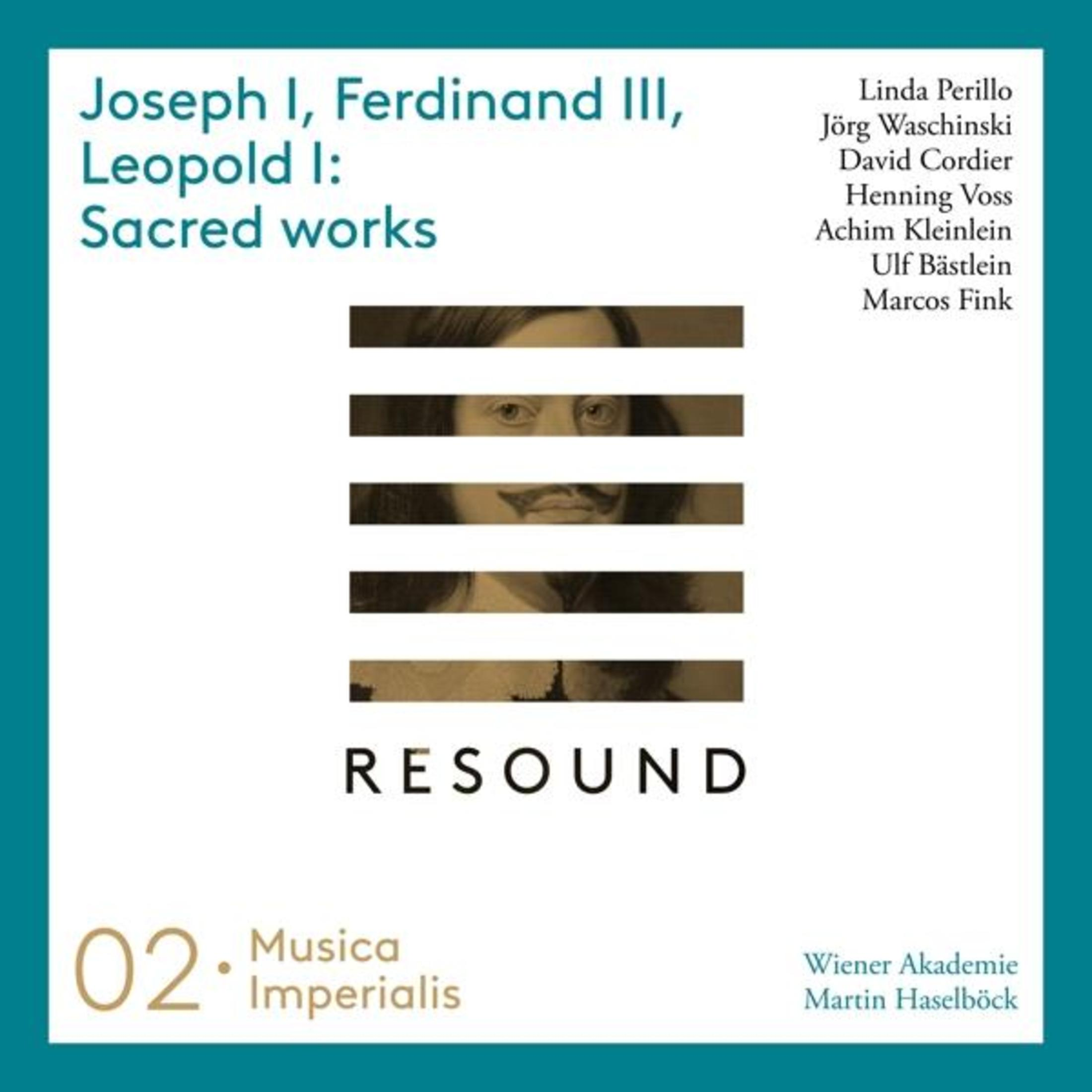 Albumhoes: Joseph I, Ferdinand III, Leopold I: Sacred works. Portret en namen.