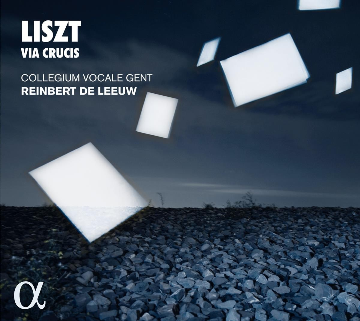 Liszt Via Crucis: Rettangoli fluttuano sulla ghiaia in un cielo notturno.