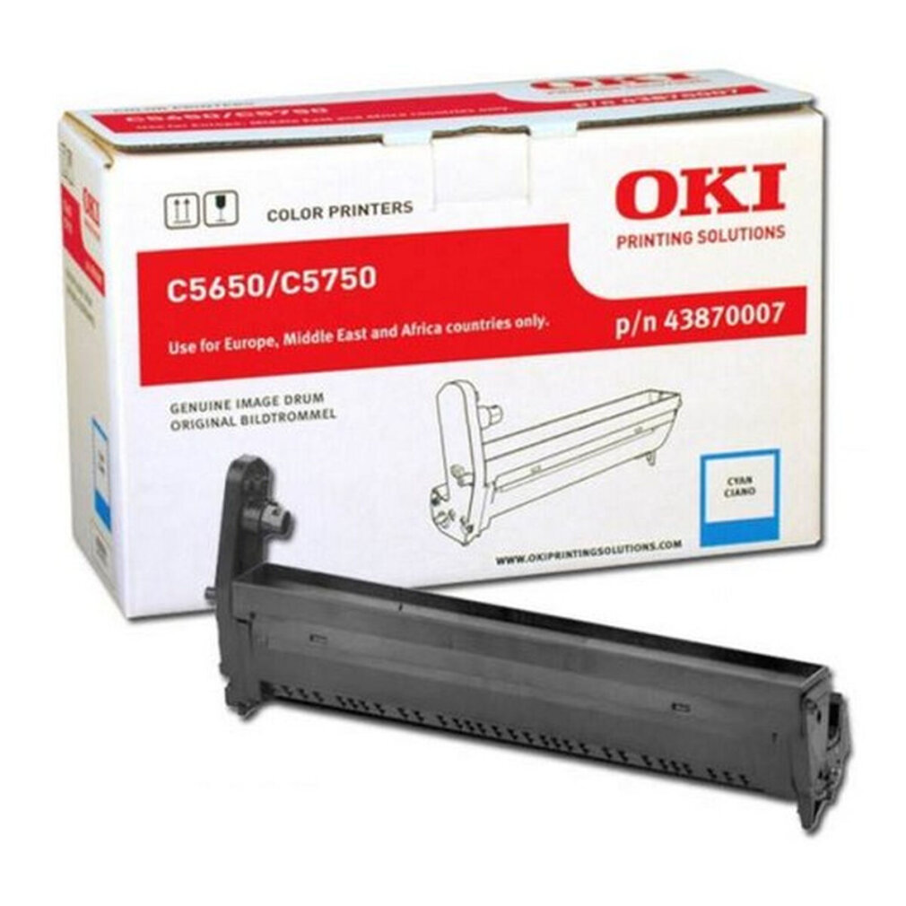 Unità tamburo immagine OKI C5650/C5750 ciano nella sua confezione.