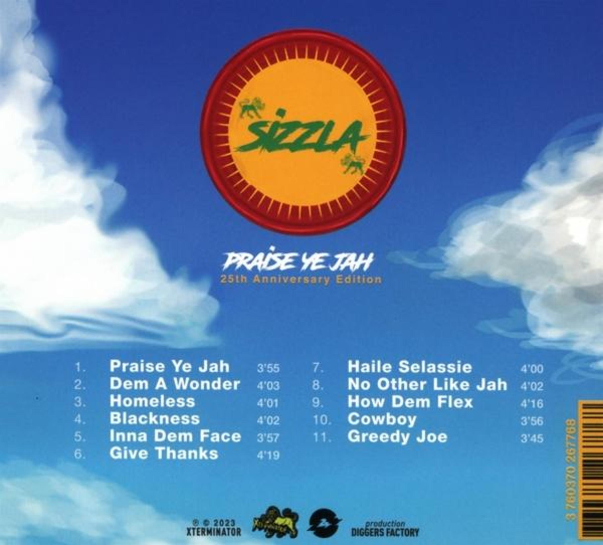 Copertina album con logo Sizzla, tracklist e nuvole in cielo blu.