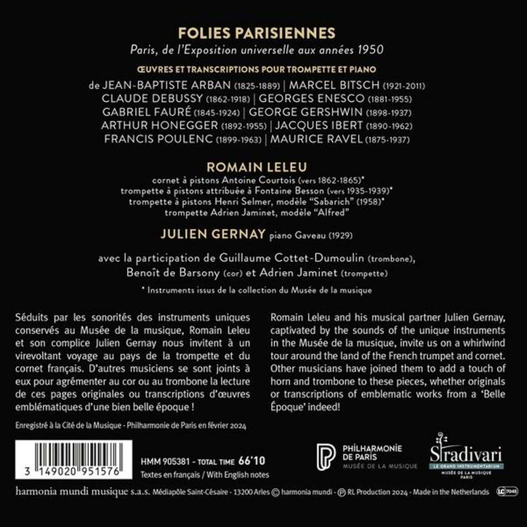 Copertina dell'album con elenco di musicisti, compositori e strumenti.