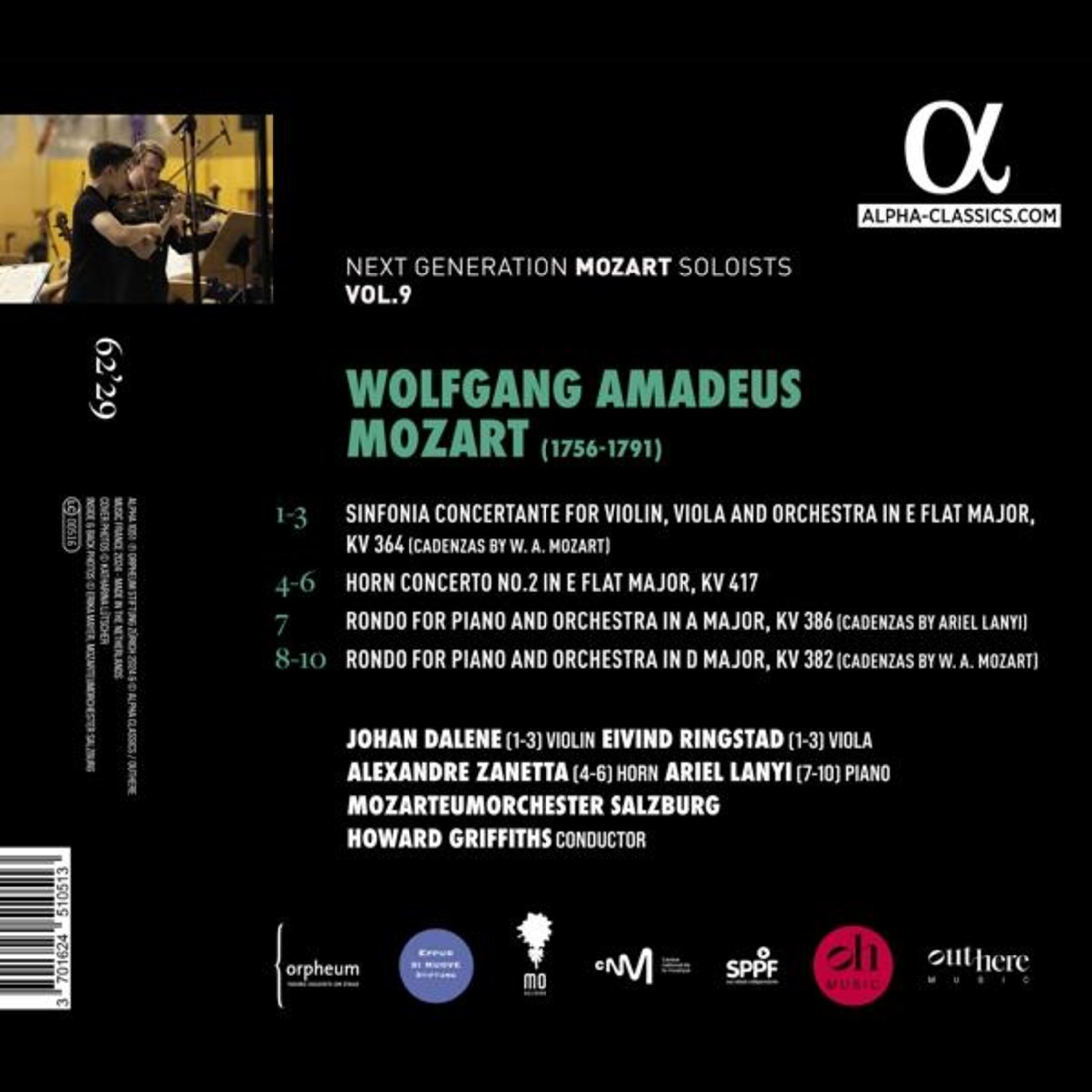 Copertina: Due violinisti che suonano, con testo su Mozart e musicisti.