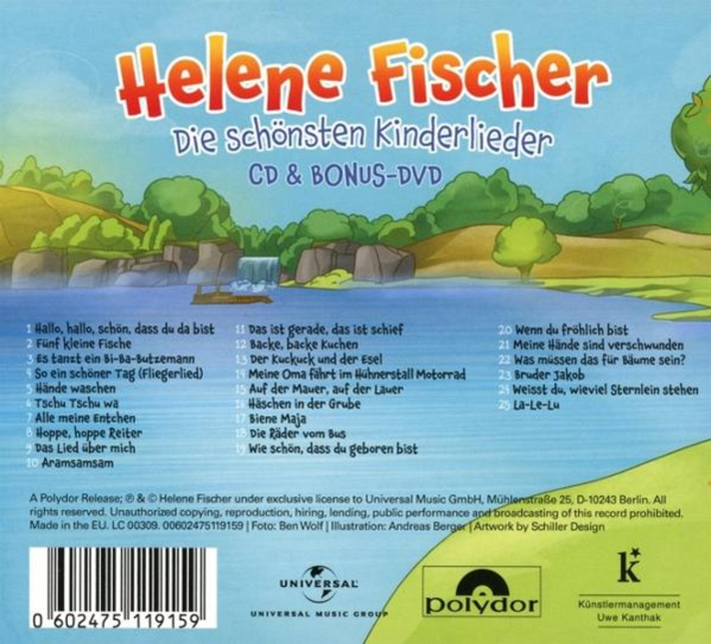 Helene Fischer Kinderliedjes CD & Bonus DVD met tracklist, barcode en logo's.