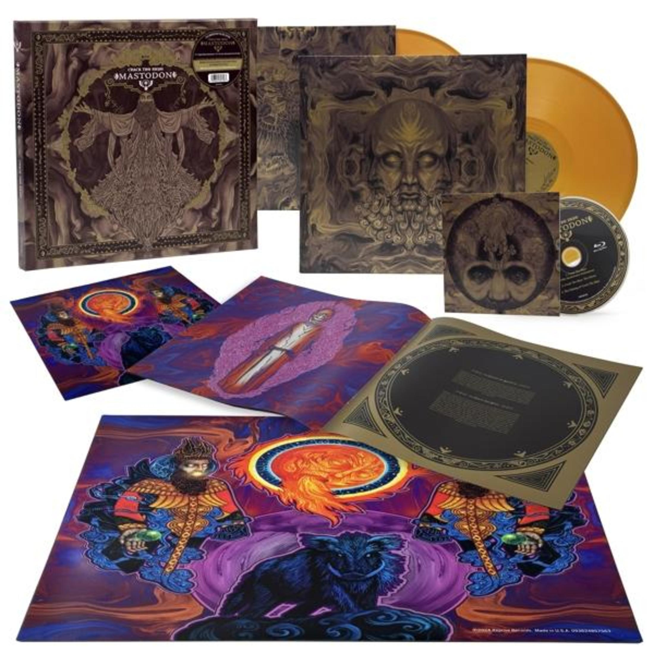 Set album Mastodon con LP, Blu-ray e artwork nei toni oro e marrone.