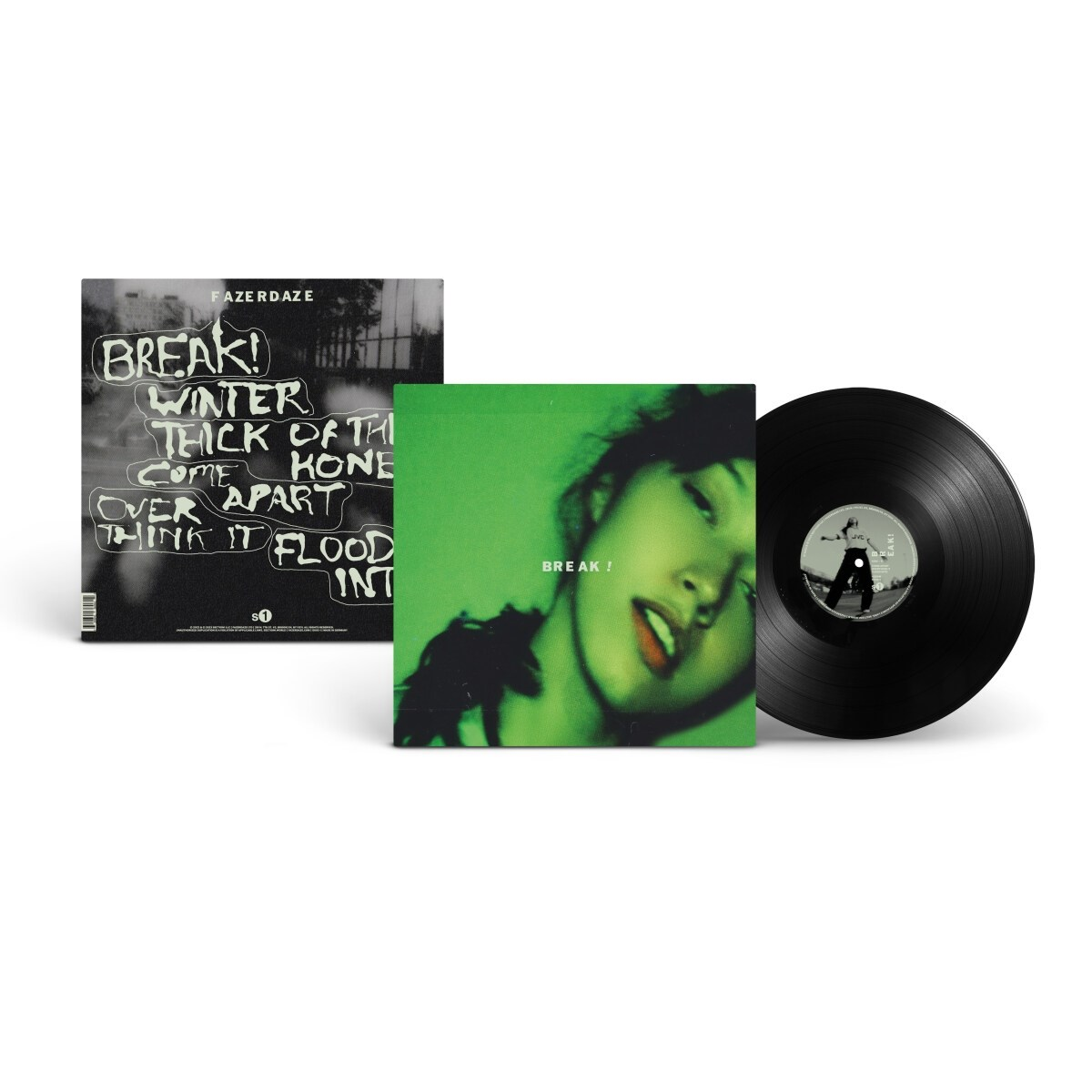 Una copertina di un album in vinile e un disco. La copertina presenta una sfumatura verde con il volto di una donna.