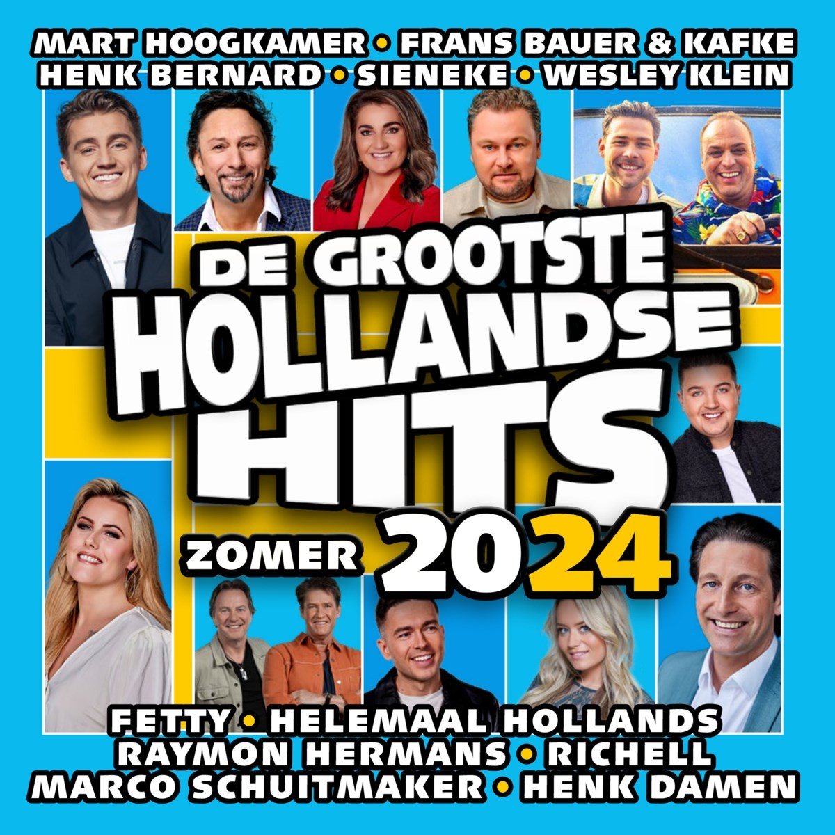 Albumcover met 10 Nederlandse artiesten voor Zomer 2024.