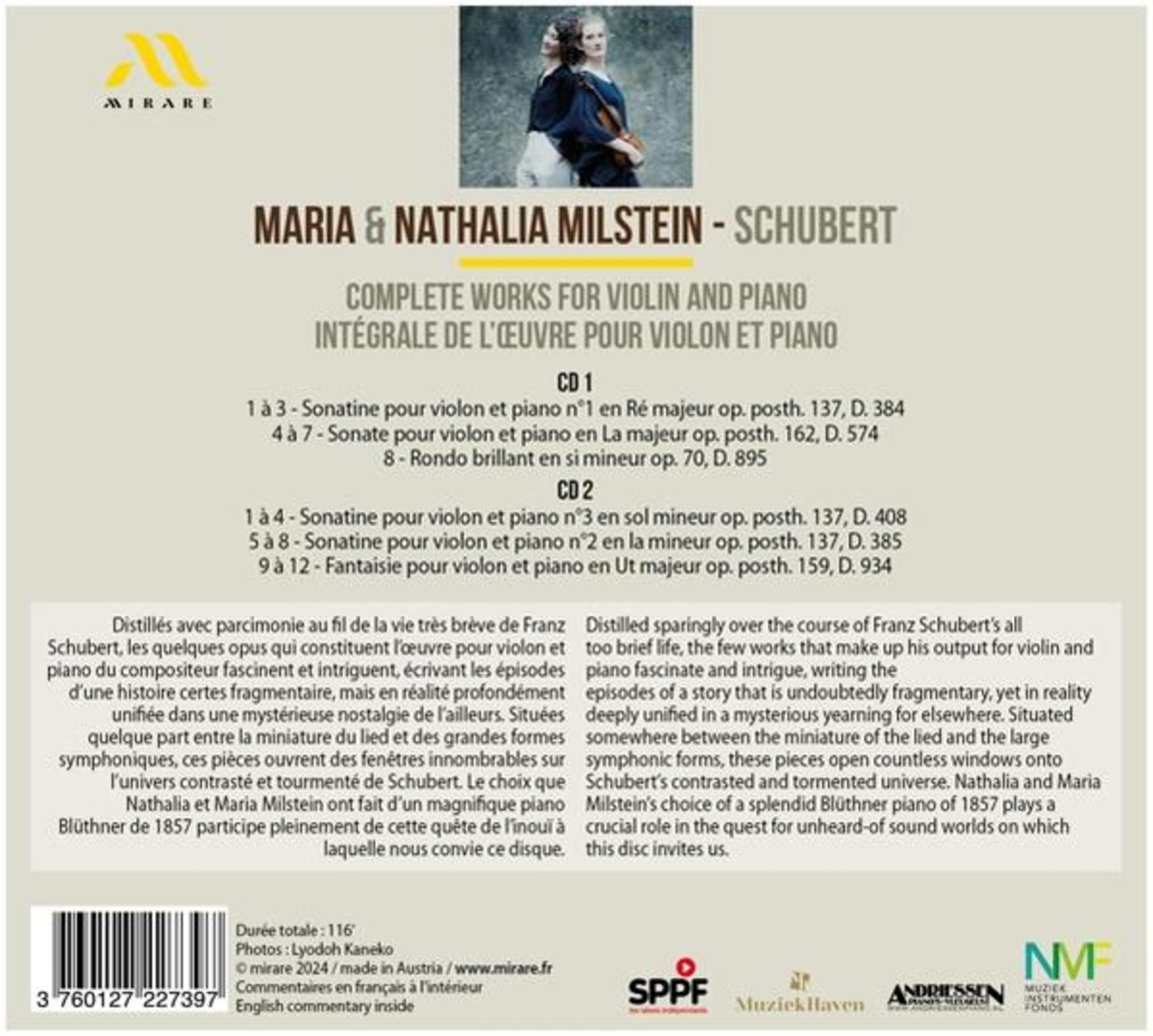 Copertina CD con le opere complete di Schubert per violino e pianoforte.