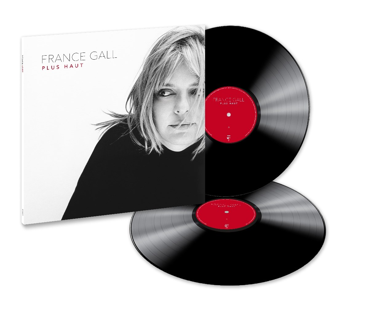Copertina album di France Gall con due dischi in vinile neri, uno accanto.
