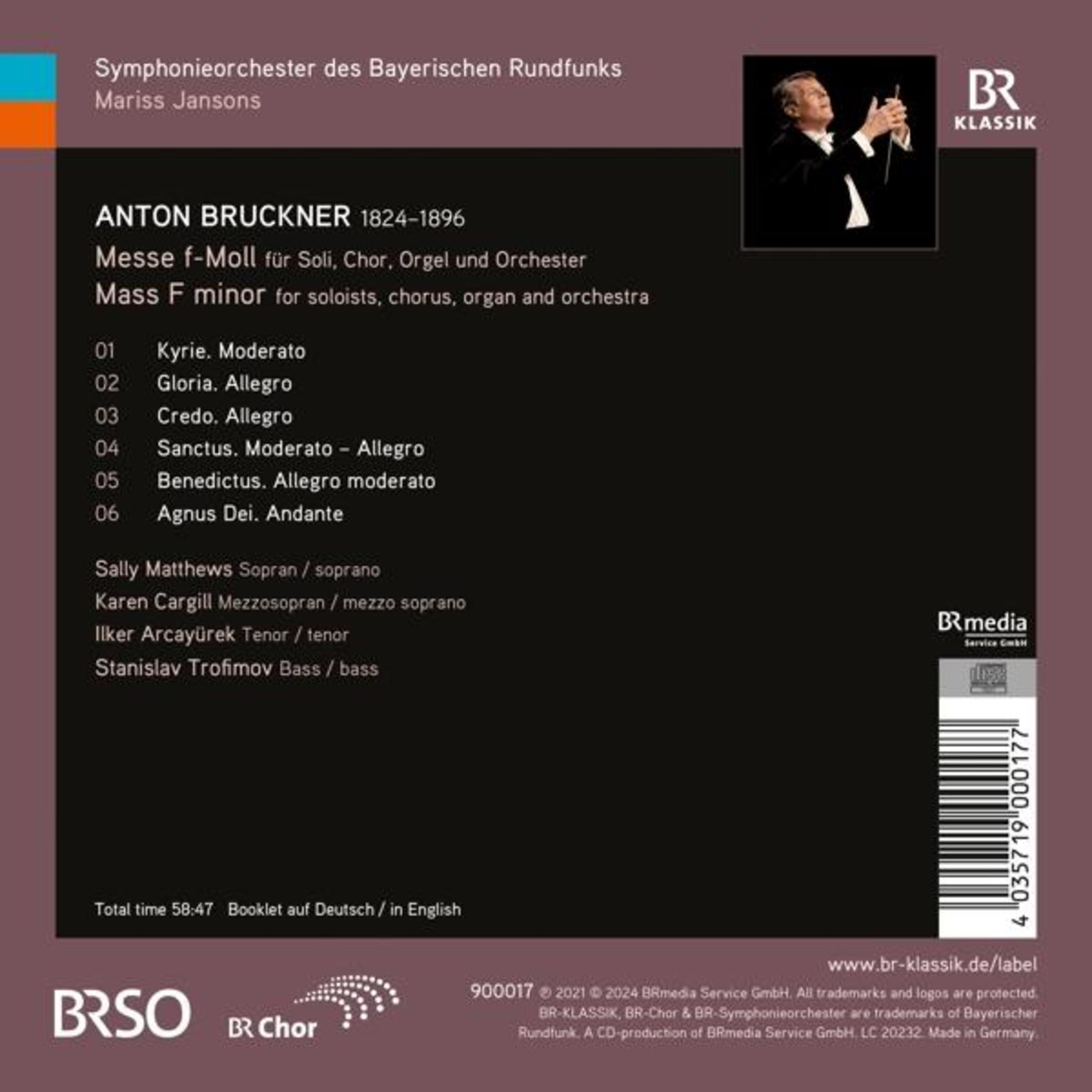 Copertina CD con direttore Mariss Jansons, tracklist Messa in Fa minore.