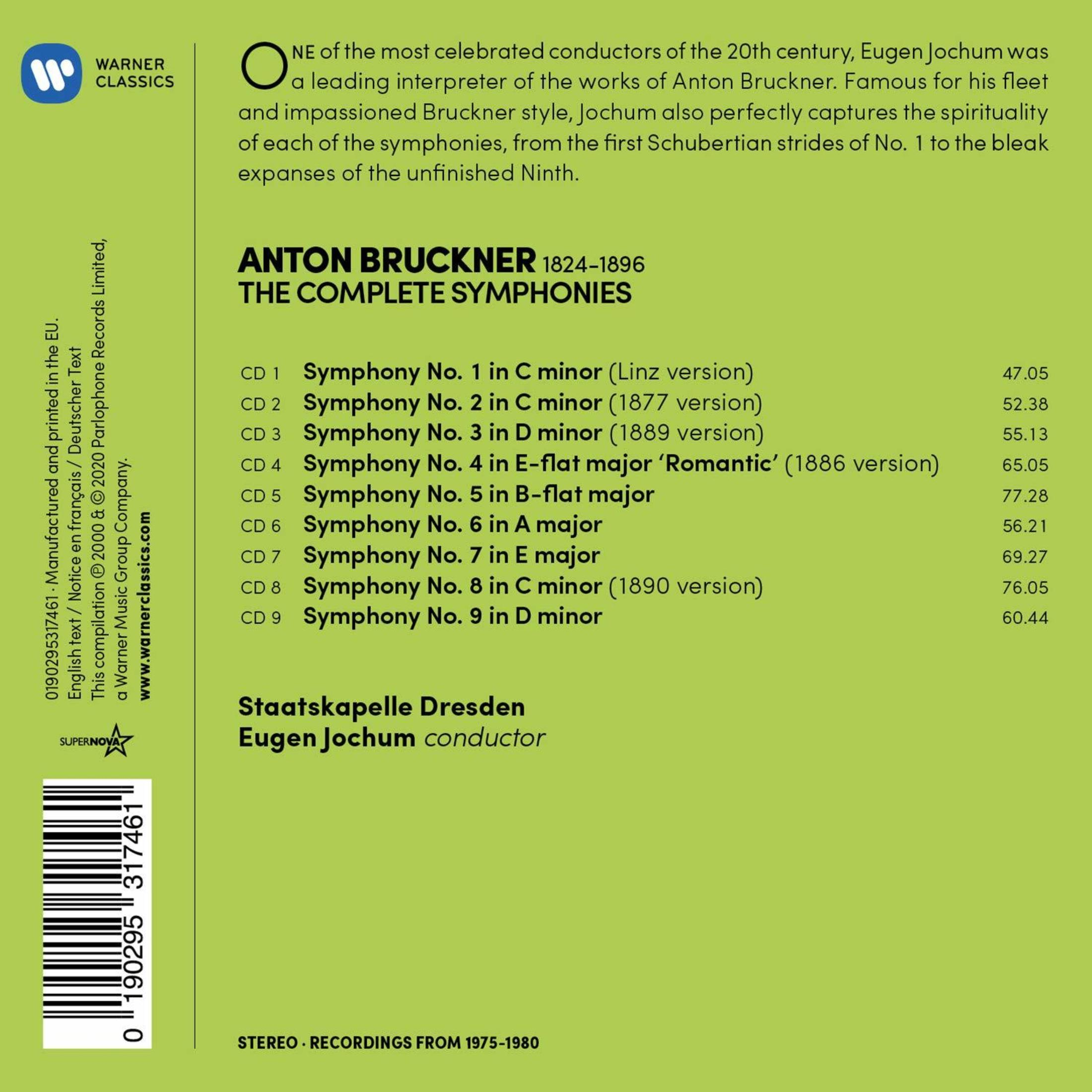 Copertina CD delle sinfonie di Anton Bruckner, dirette da Eugen Jochum.