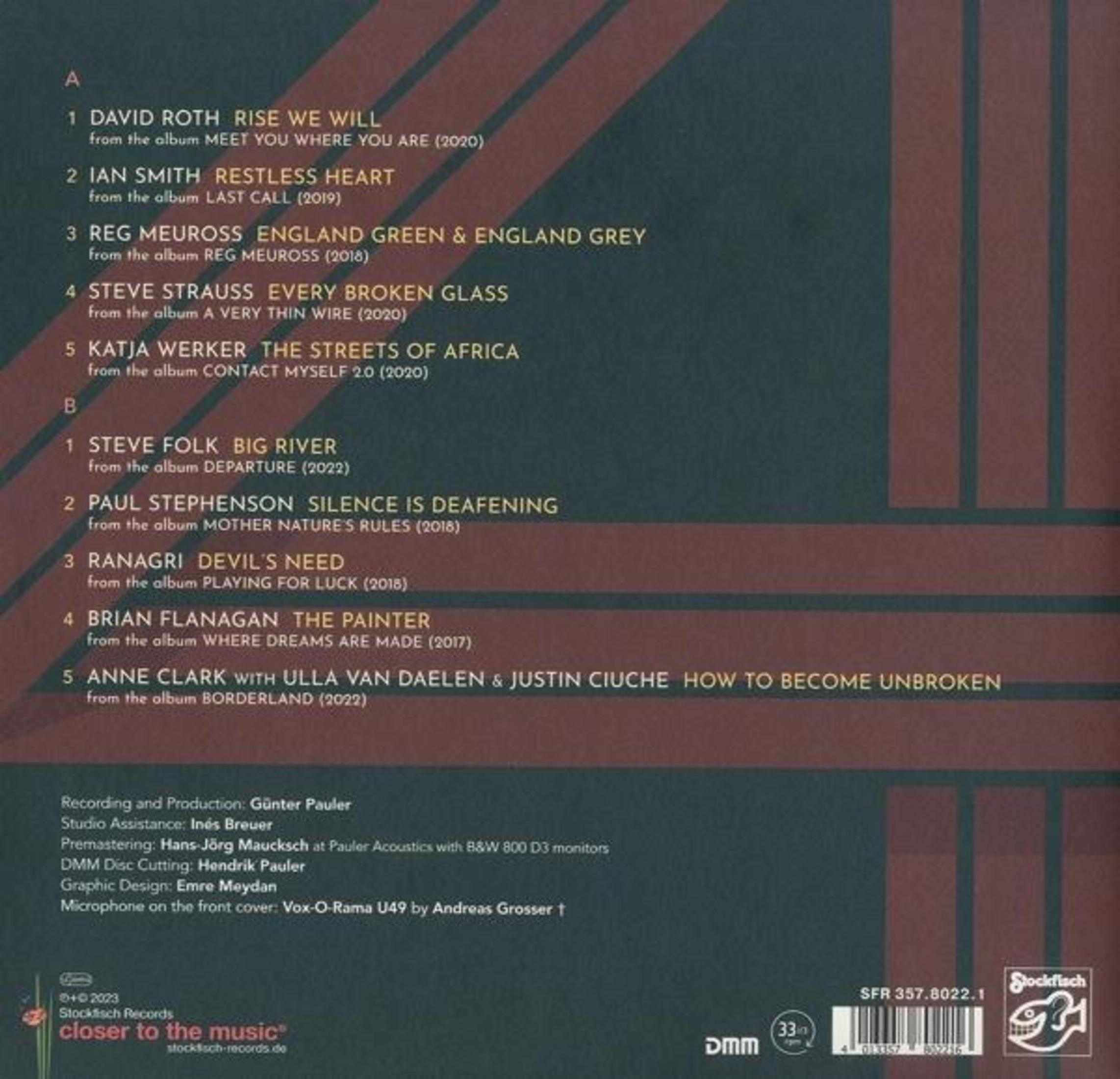 Record tracklist with artist names, titles, and album years.