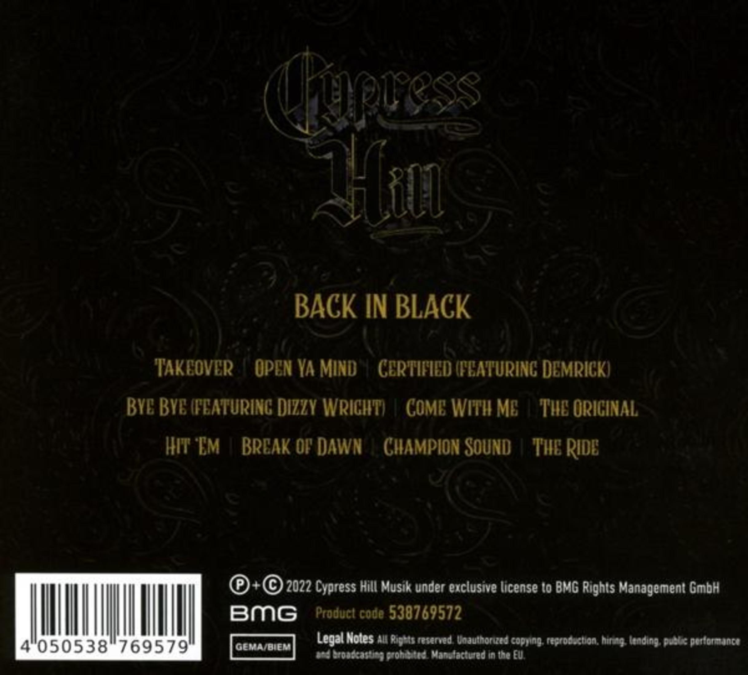 Copertina posteriore dell'album dei Cypress Hill con titoli di canzoni e codice a barre.