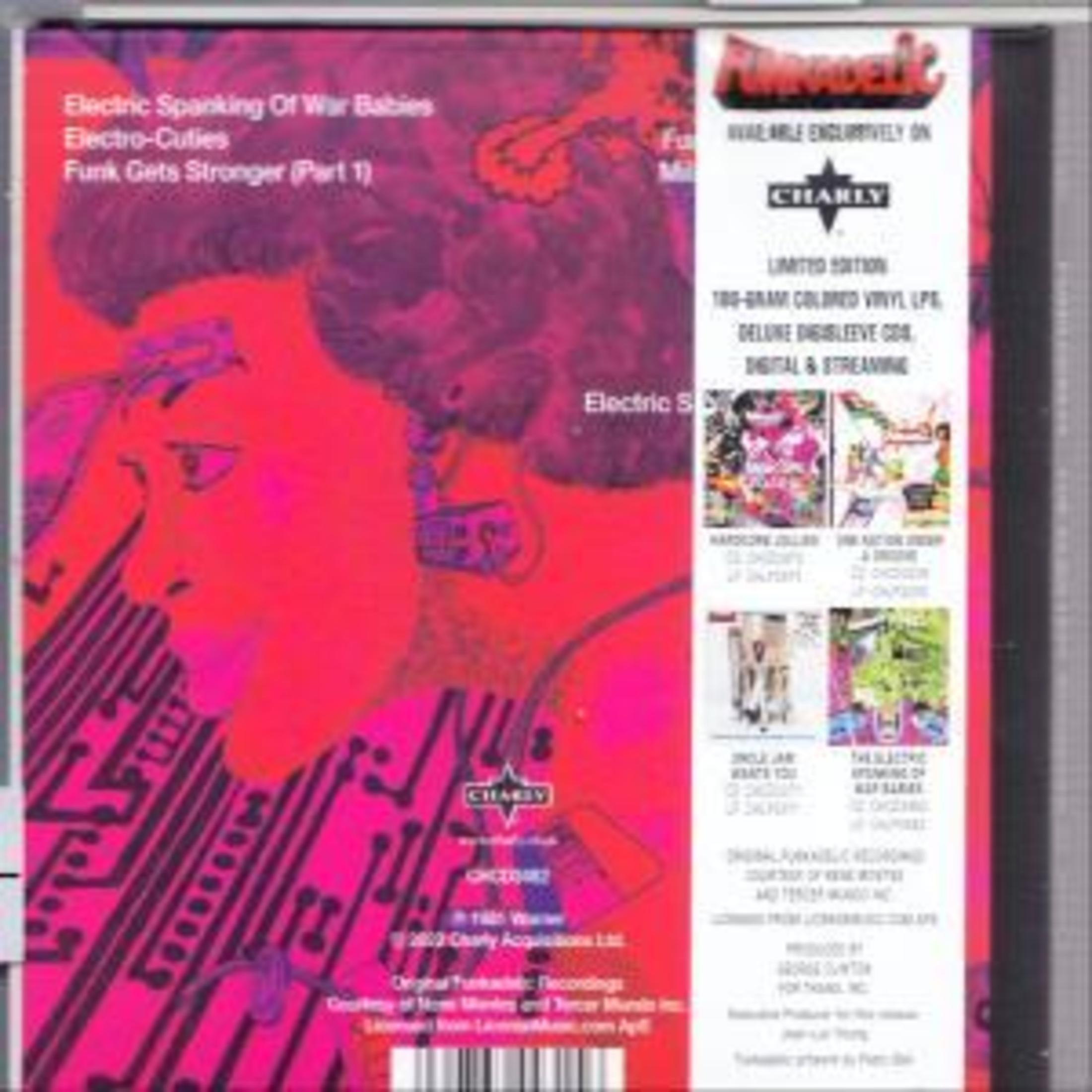 Custodia CD con motivo psichedelico e titoli di canzoni. Un volto è suggerito.