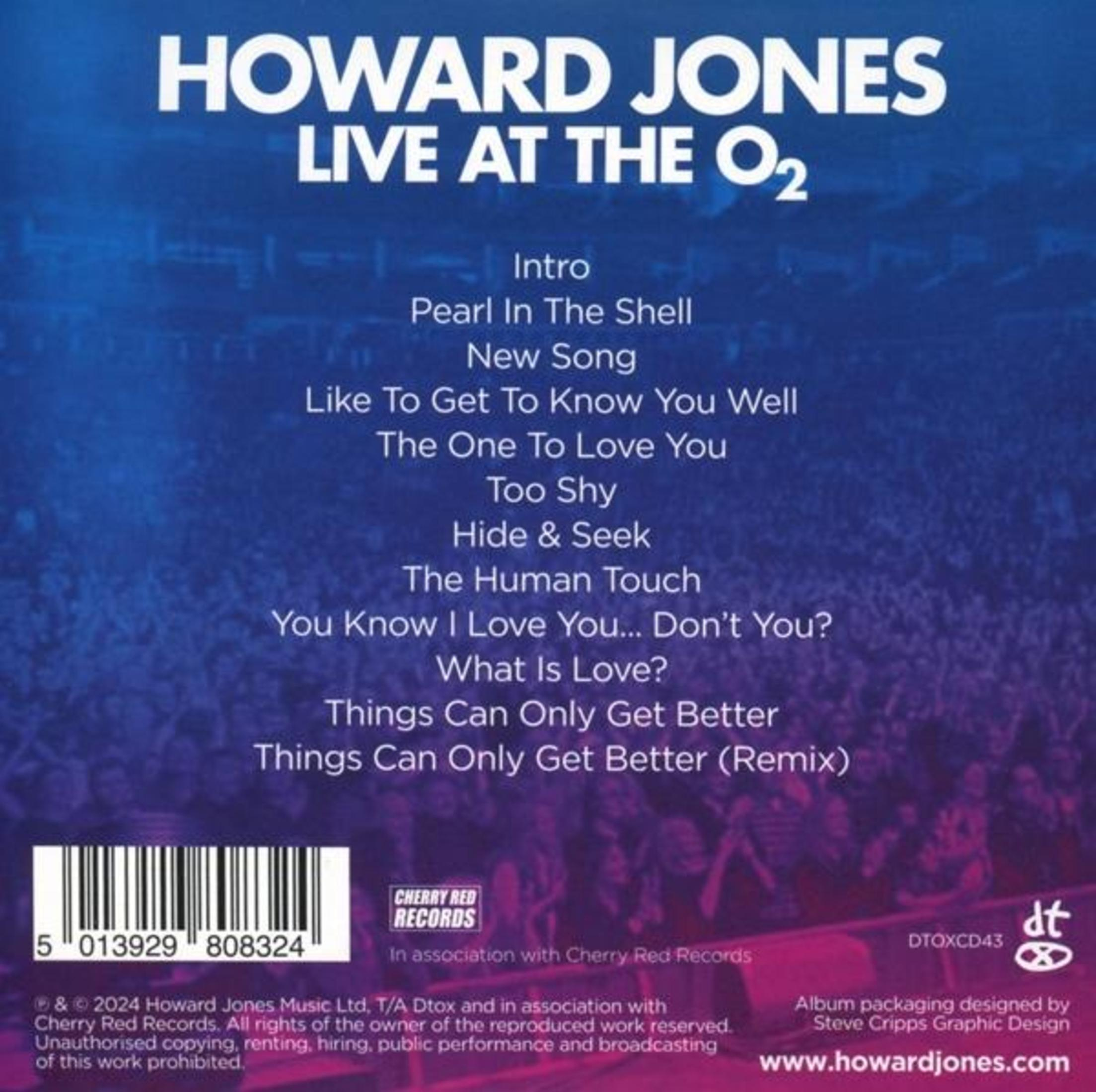 Retro CD: Howard Jones Live at the O2 con elenco brani e codice a barre.