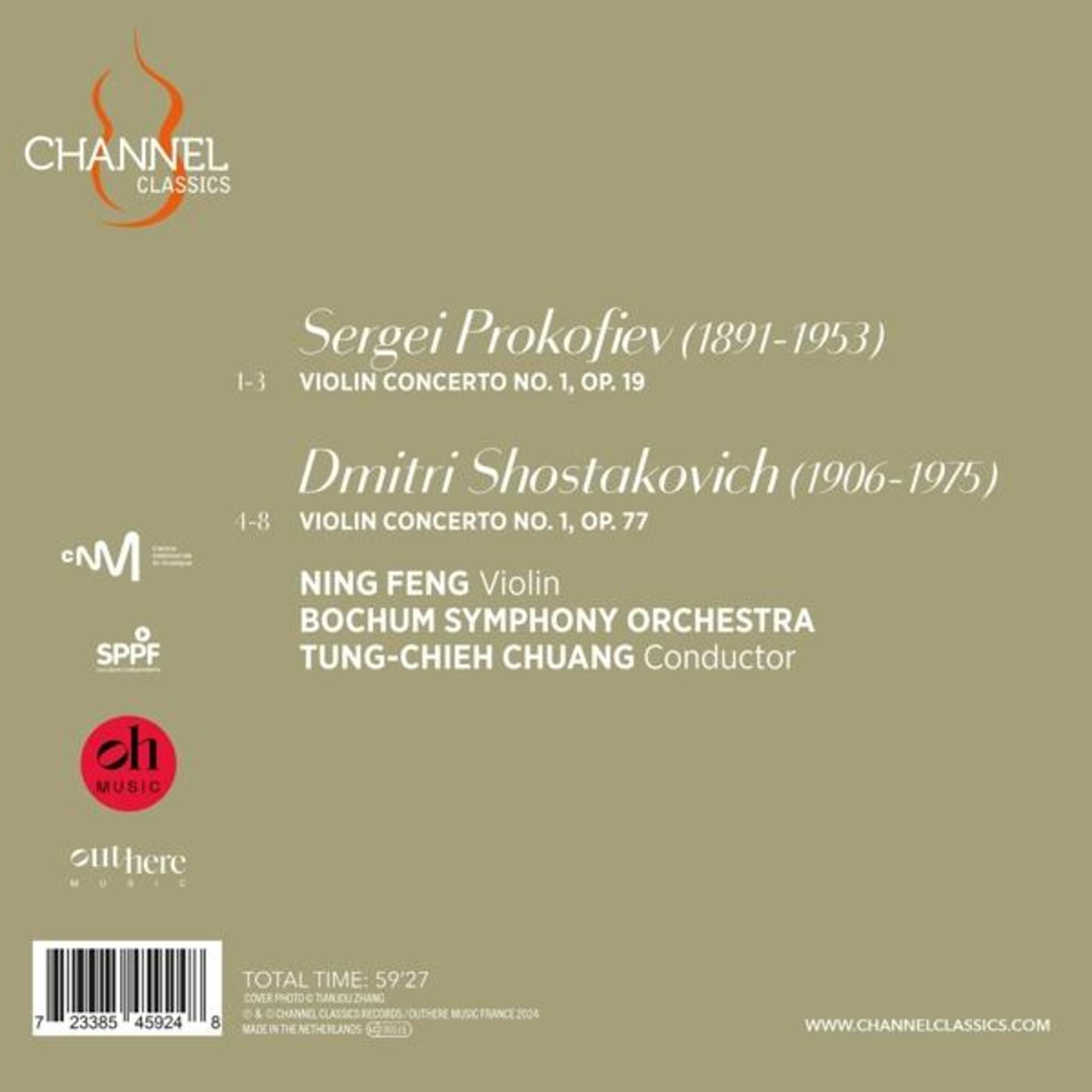 Copertina CD classica con concerti per violino di Prokofiev e Shostakovich.