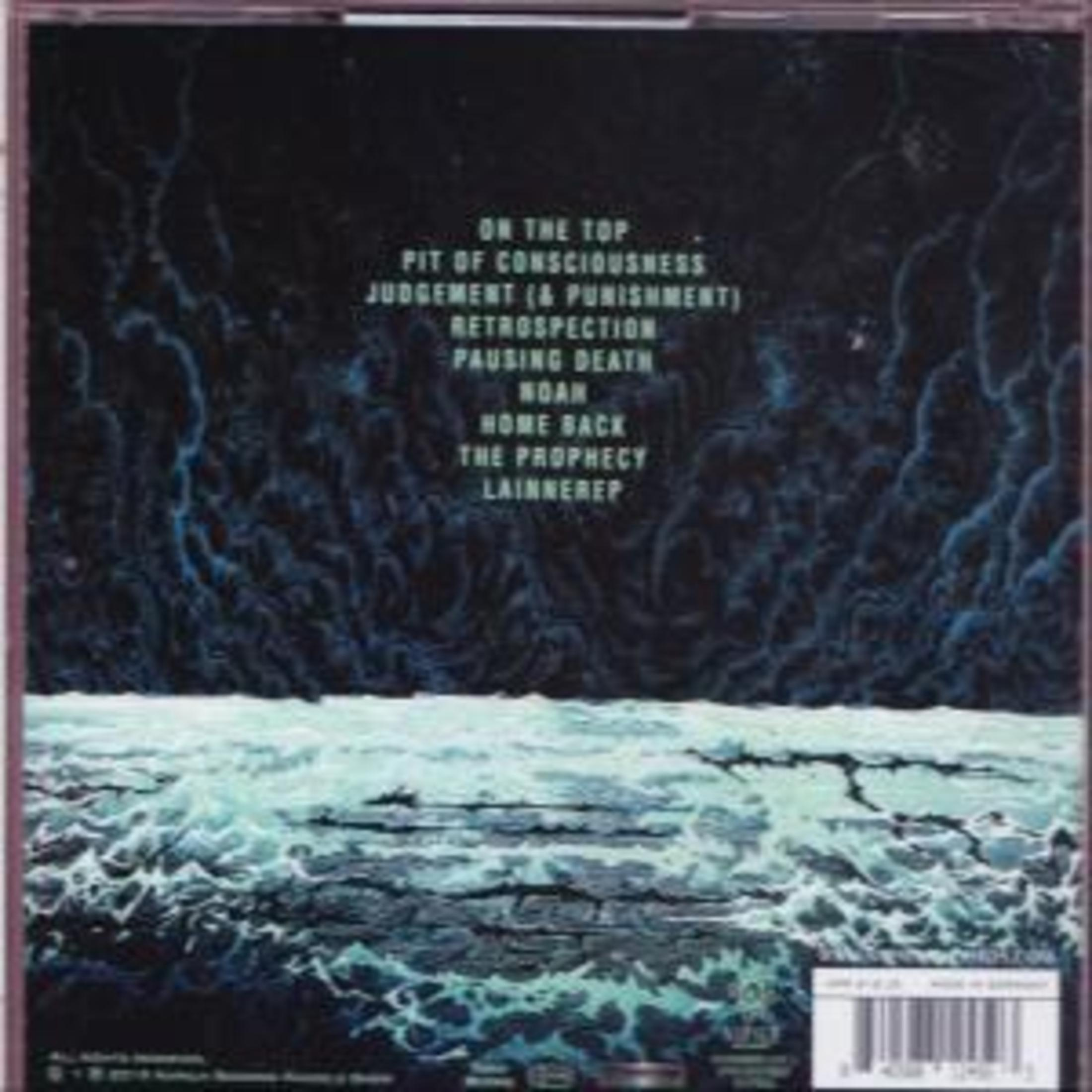 Retro di copertina CD con sfondo scuro, onde e titoli canzoni.